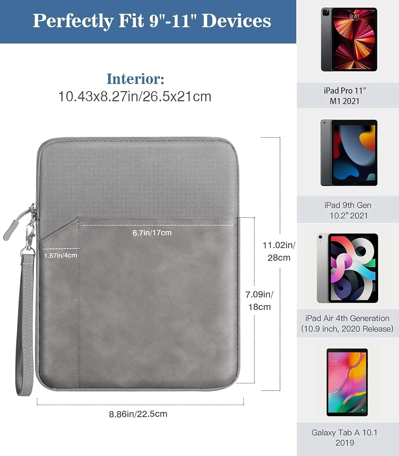کیف محافظ تبلت 9-11 اینچی TERRIFI مناسب برای آیپد پرو 11 2021-2018، آیپد ایر 5/4 10.9، آیپد 10.2، گلکسی تب A8 10.5/تب S8 11 اینچ، سرفیس گو 2/1، کیف محافظ با جیب، خاکستری کیف محافظ تبلت 9-11 اینچی TERRIFI مناسب برای آیپد پرو 11 2021-2018، آیپد ایر 5/4 10.9، آیپد 10.2، گلکسی تب A8 10.5/تب S8 11 اینچ، سرفیس گو 2/1، کیف محافظ با جیب، خاکستری