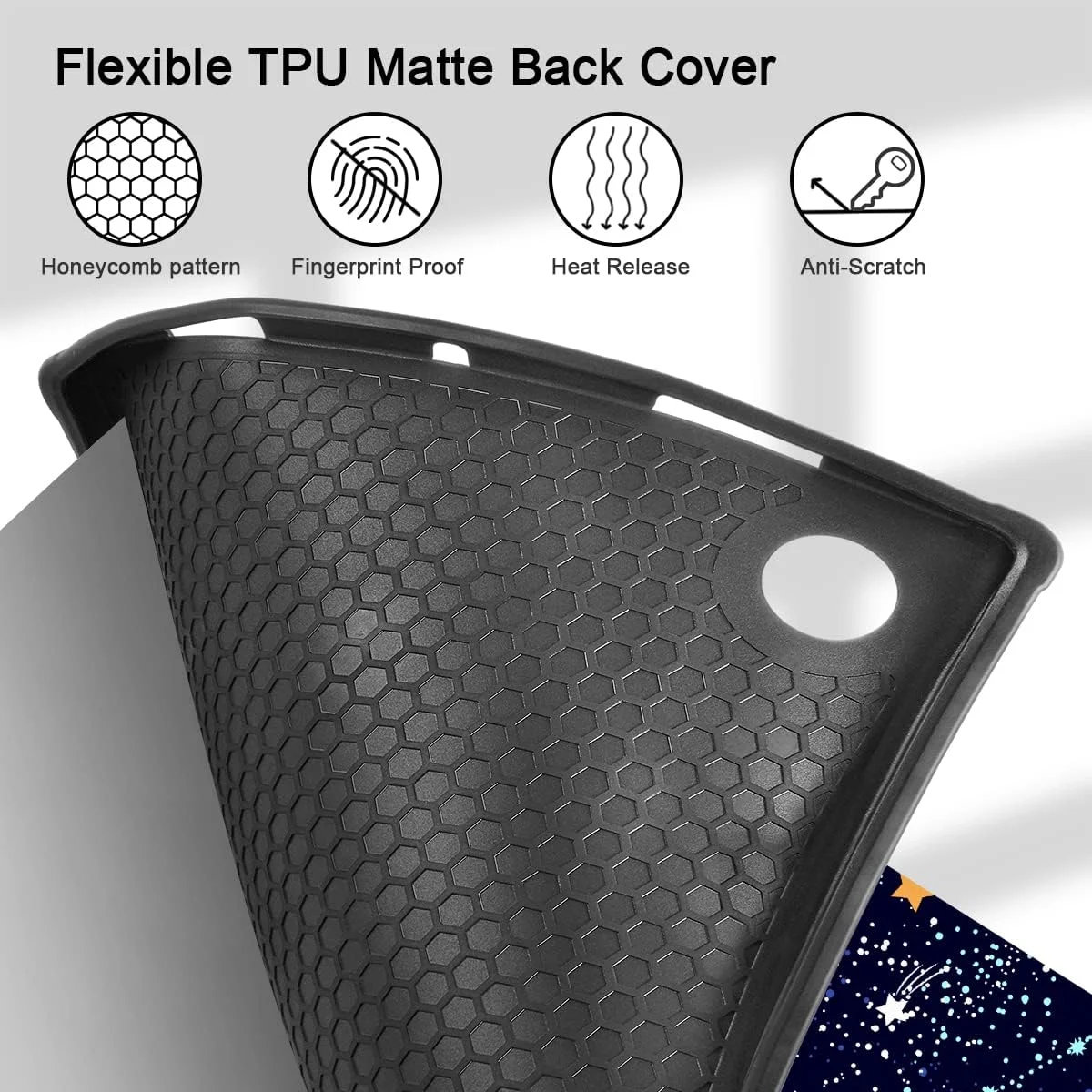 کیف تبلت سامسونگ گلکسی تب A8 تویکلول، کیف تبلت 10.5 اینچی سامسونگ مدل 2022، قاب پشتی سخت TPU باریک، دارای جای مداد داخلی، روکش سه تایی با قابلیت استند و حالت خواب/بیدار خودکار برای مدل A8 SM-X200/X205/X207، طرح ستاره شمال