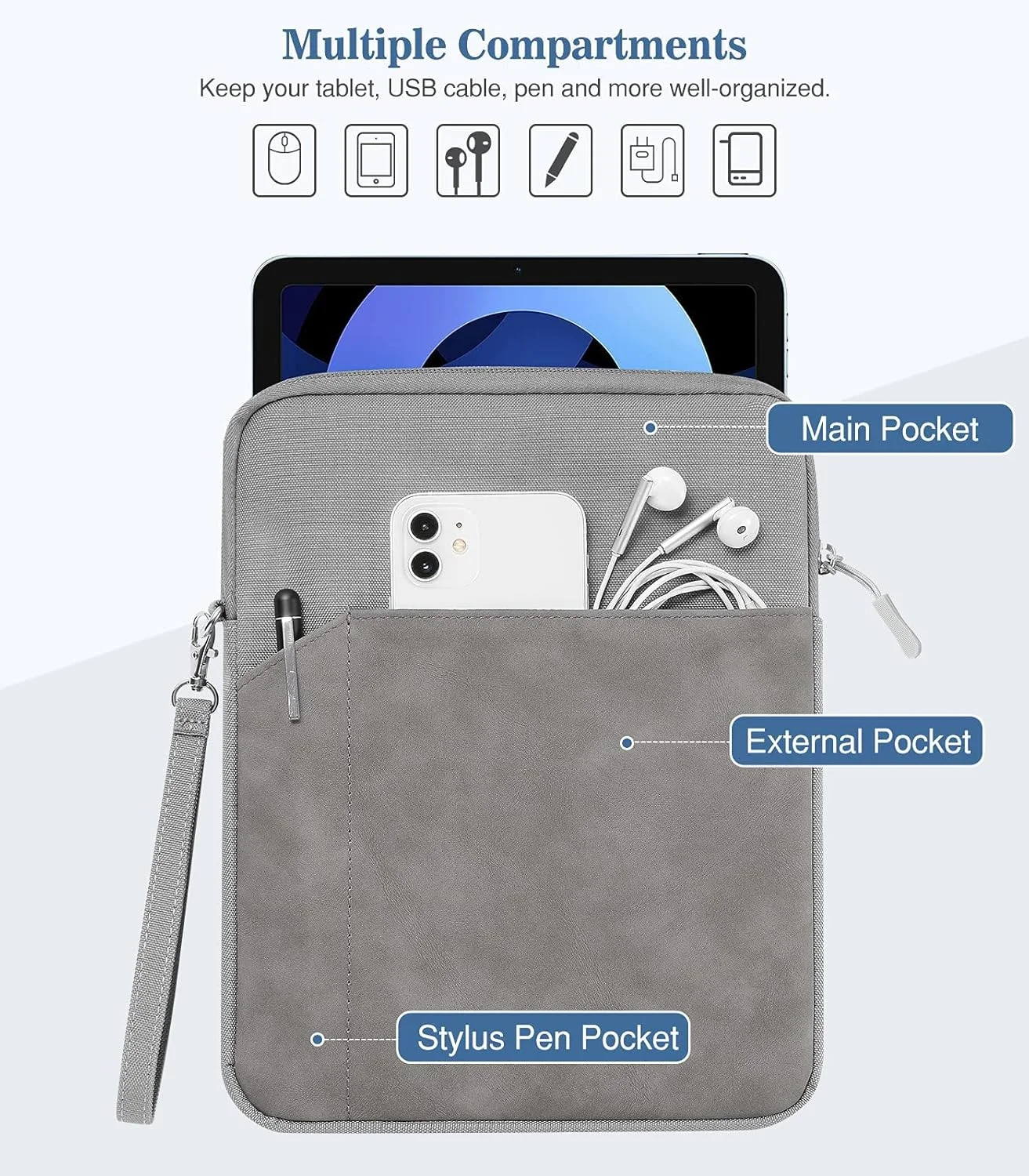 کیف محافظ تبلت 9-11 اینچی TERRIFI مناسب برای آیپد پرو 11 2021-2018، آیپد ایر 5/4 10.9، آیپد 10.2، گلکسی تب A8 10.5/تب S8 11 اینچ، سرفیس گو 2/1، کیف محافظ با جیب، خاکستری کیف محافظ تبلت 9-11 اینچی TERRIFI مناسب برای آیپد پرو 11 2021-2018، آیپد ایر 5/4 10.9، آیپد 10.2، گلکسی تب A8 10.5/تب S8 11 اینچ، سرفیس گو 2/1، کیف محافظ با جیب، خاکستری
