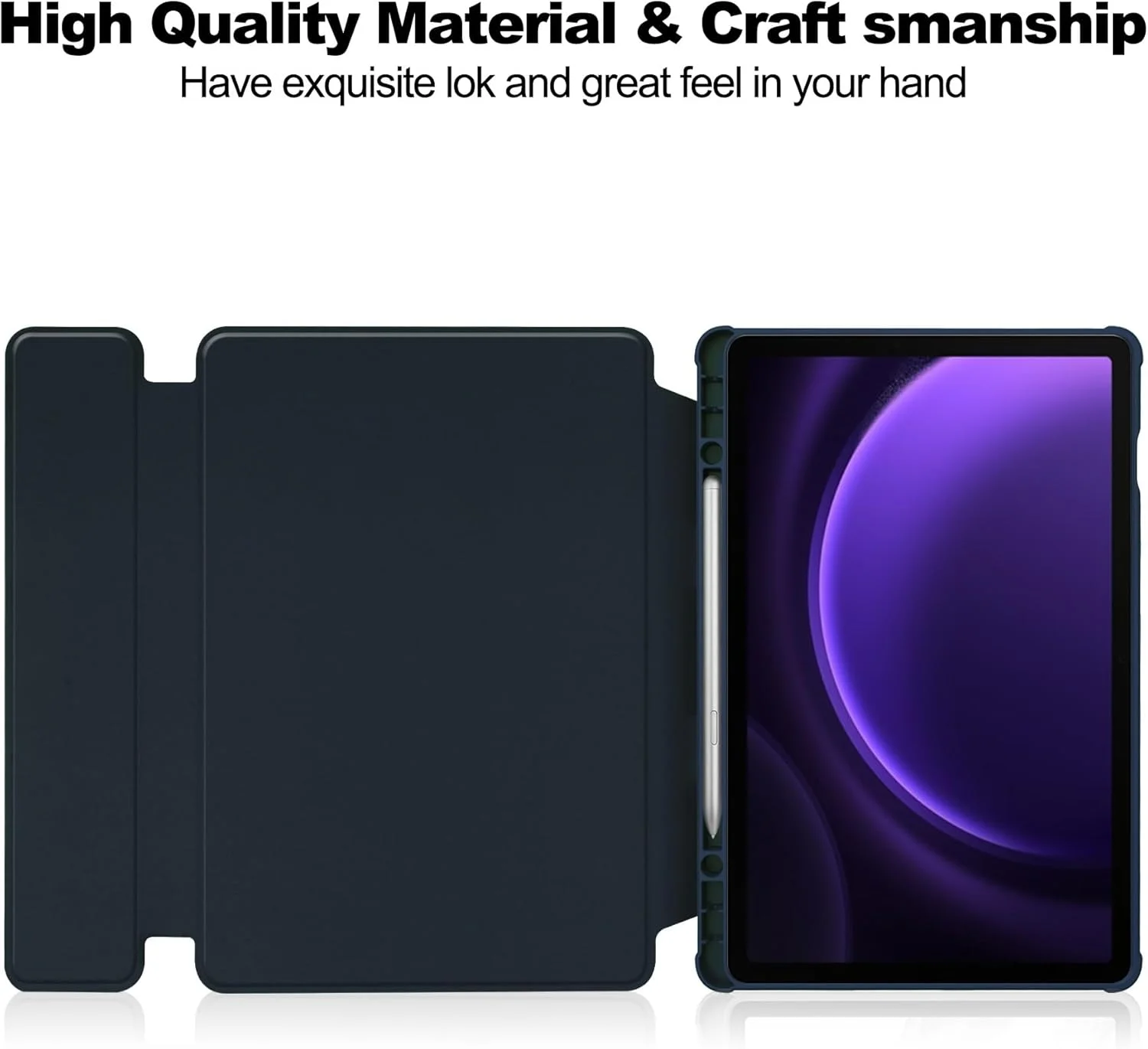 کیف هوشمند محافظ تبلت سازگار با تبلت سامسونگ گلکسی تب S9 FE مدل SM-X510/SM-X516 سایز 11 اینچ به همراه کیبورد و استند چند زاویه ای (رنگ: آبی تیره)