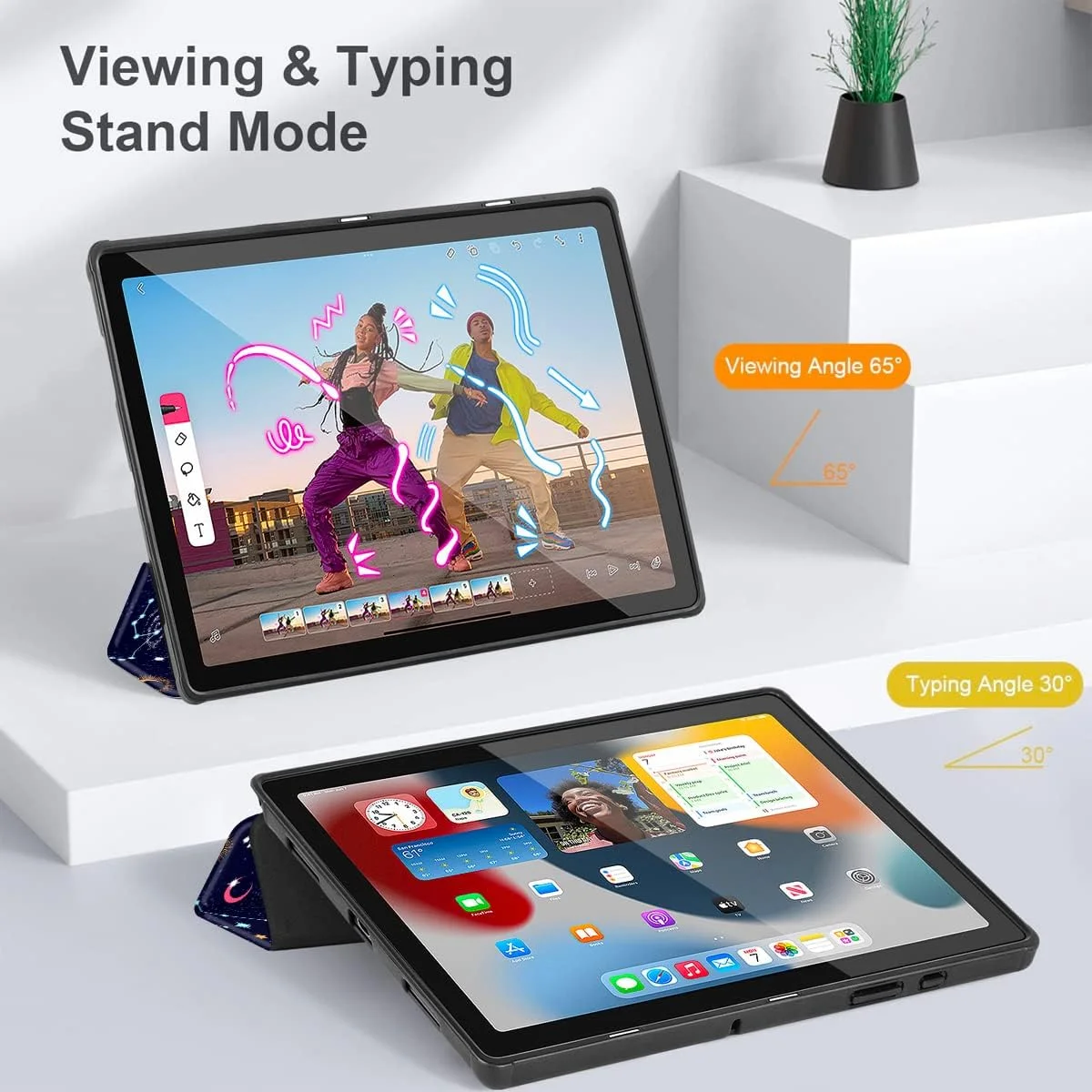 کیف تبلت سامسونگ گلکسی تب A8 تویکلول، کیف تبلت 10.5 اینچی سامسونگ مدل 2022، قاب پشتی سخت TPU باریک، دارای جای مداد داخلی، روکش سه تایی با قابلیت استند و حالت خواب/بیدار خودکار برای مدل A8 SM-X200/X205/X207، طرح ستاره شمال