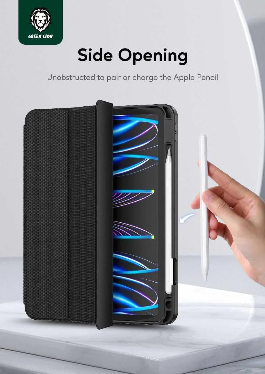 کیف تبلت چرمی پریمیوم Green Lion Hogo با جای مداد برای آیپد 10 تا 10.9 اینچ، استند سه تایی پایدار، محافظت کامل از بدنه در برابر سقوط، نصب و جدا کردن آسان TPU نرم، بیدار شدن/خواب خودکار - آبی کیف تبلت چرمی پریمیوم Green Lion Hogo با جای مداد برای آیپد 10 تا 10.9 اینچ، استند سه تایی پایدار، محافظت کامل از بدنه در برابر سقوط، نصب و جدا کردن آسان TPU نرم، بیدار شدن/خواب خودکار - آبی