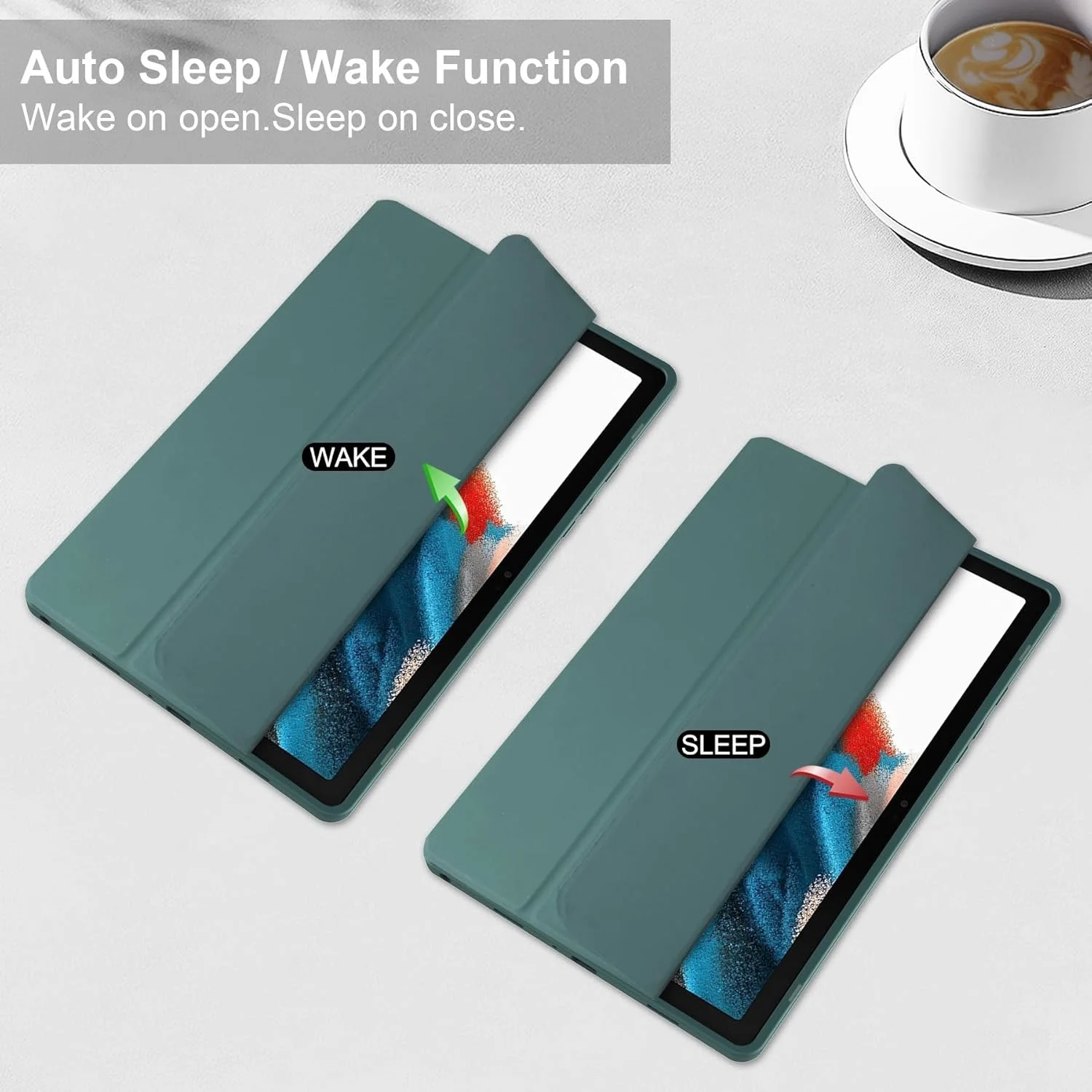 کاور هوشمند تبلت سه تایی سازگار با تبلت سامسونگ گلکسی تب A9 پلاس 11 اینچ SM-X210/216/X218، کاور محافظ باریک و شفاف TPU با پایه و جای مدادی، ضد ضربه، با قابلیت بیدار شدن/خواب خودکار. سبز تیره کاور هوشمند تبلت سه تایی سازگار با تبلت سامسونگ گلکسی تب A9 پلاس 11 اینچ SM-X210/216/X218، کاور محافظ باریک و شفاف TPU با پایه و جای مدادی، ضد ضربه، با قابلیت بیدار شدن/خواب خودکار. سبز تیره