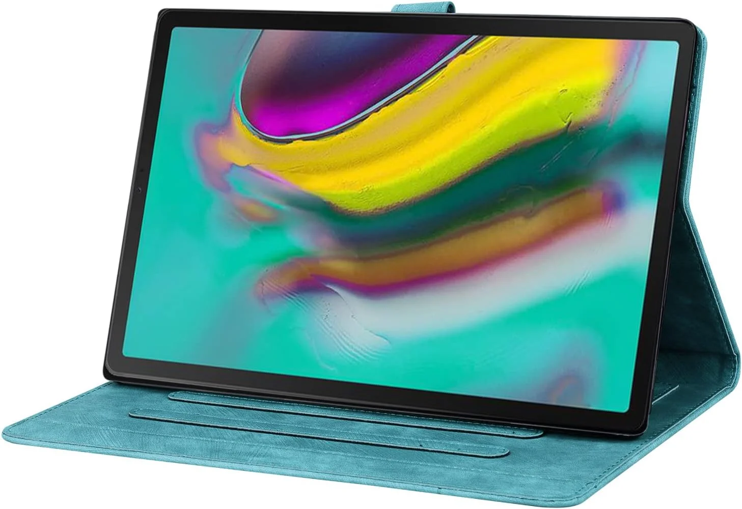 کاور ساکتاپی برای تبلت سامسونگ گلکسی تب S5e 10.5 اینچ 2019 مدل SM-T720/SM-T725، جلد محافظ چرمی PU برای گلکسی تب S5e 10.5، کیف تبلت کیف پول دارنده مداد برای سامسونگ تب S5e 2019، سبز روشن