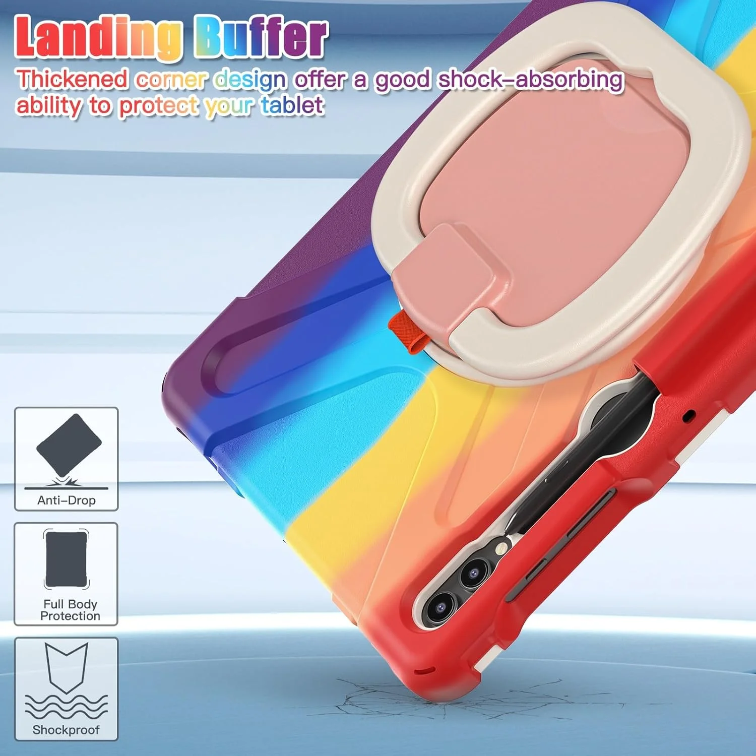 کاور محافظ تبلت سازگار با تبلت سامسونگ گلکسی تب S9 FE+/S9+ 12.4 اینچ 2023 مدل SM-X610/X616B/X810/X816B/X818U، کاور مقاوم در برابر ضربه با پایه چرخان 360 درجه، بند دستی/شانه ای، مناسب تبلت های سنگین کاور محافظ تبلت سازگار با تبلت سامسونگ گلکسی تب S9 FE+/S9+ 12.4 اینچ 2023 مدل SM-X610/X616B/X810/X816B/X818U، کاور مقاوم در برابر ضربه با پایه چرخان 360 درجه، بند دستی/شانه ای، مناسب تبلت های سنگین