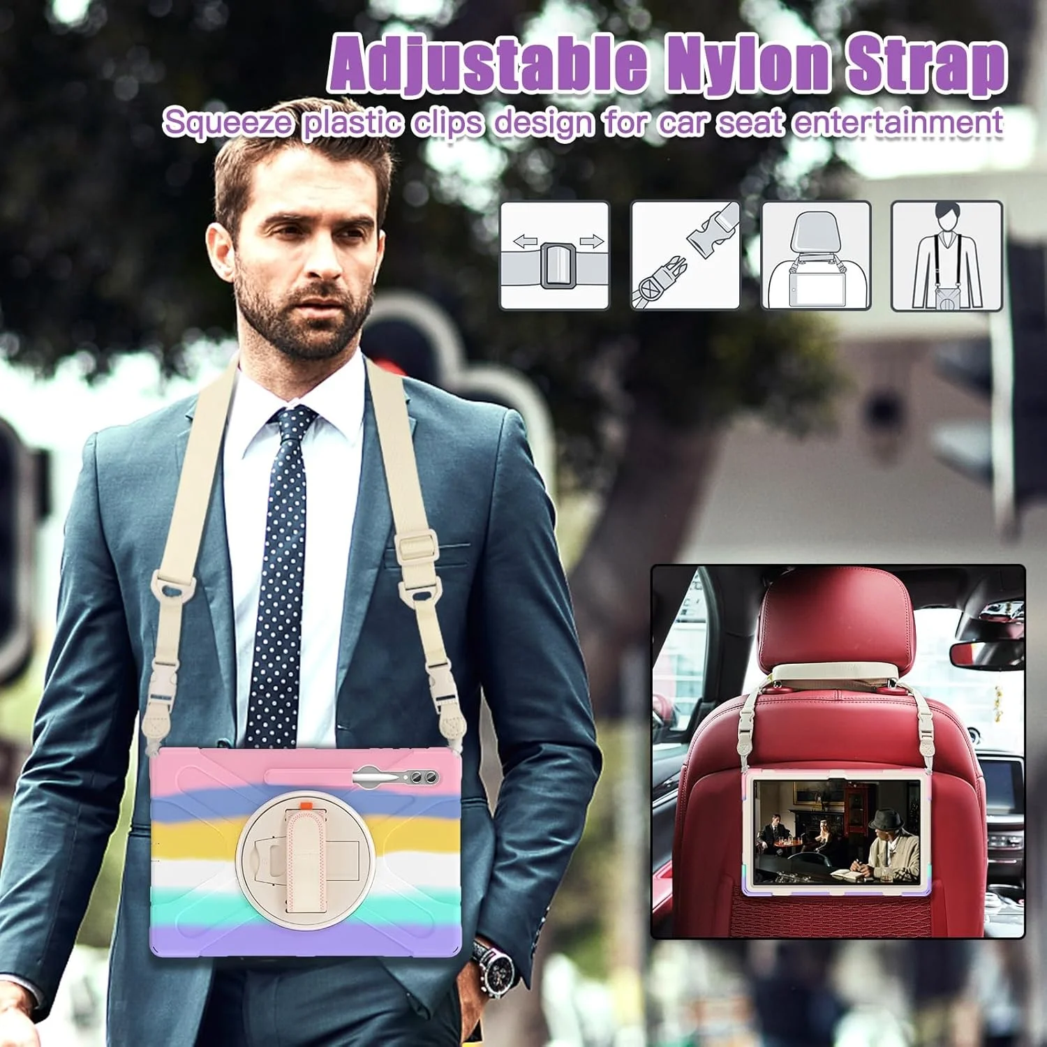 کیف تبلت سازگار با تبلت سامسونگ گلکسی تب S8 Ultra 14.6 اینچ X900/X906B/X906U/X906N (2022)، کیف محافظتی مقاوم در برابر ضربه با پایه قلم، بند شانه ای کیف تبلت سازگار با تبلت سامسونگ گلکسی تب S8 Ultra 14.6 اینچ X900/X906B/X906U/X906N (2022)، کیف محافظتی مقاوم در برابر ضربه با پایه قلم، بند شانه ای