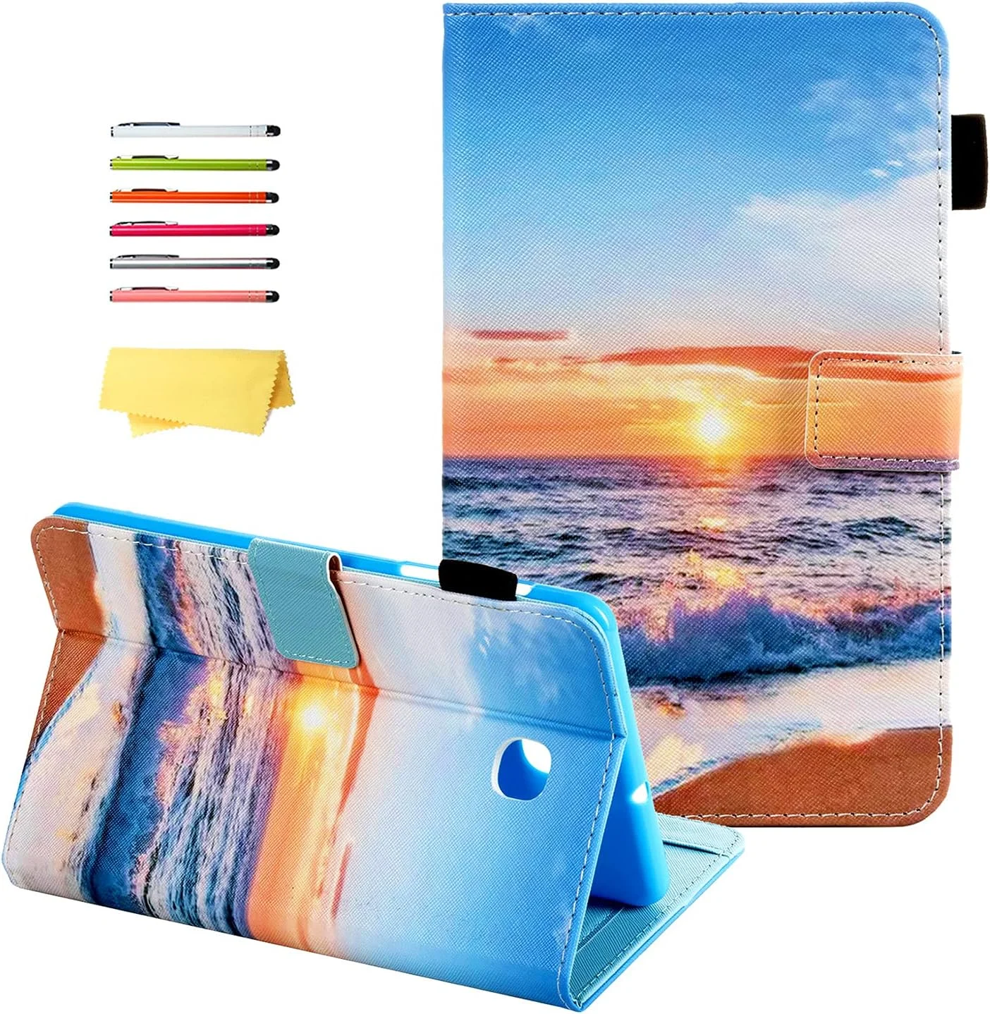 کیف محافظ تبلت سامسونگ گلکسی تب A 8.0 اینچ مدل 2018 (SM-T387/SM-T387W/SM-T387V)، جلد چرمی PU با استند تاشو، ضد ضربه با پشت TPU، دارای جای کارت و قلم، طرح غروب آفتاب ساحل کیف محافظ تبلت سامسونگ گلکسی تب A 8.0 اینچ مدل 2018 (SM-T387/SM-T387W/SM-T387V)، جلد چرمی PU با استند تاشو، ضد ضربه با پشت TPU، دارای جای کارت و قلم، طرح غروب آفتاب ساحل