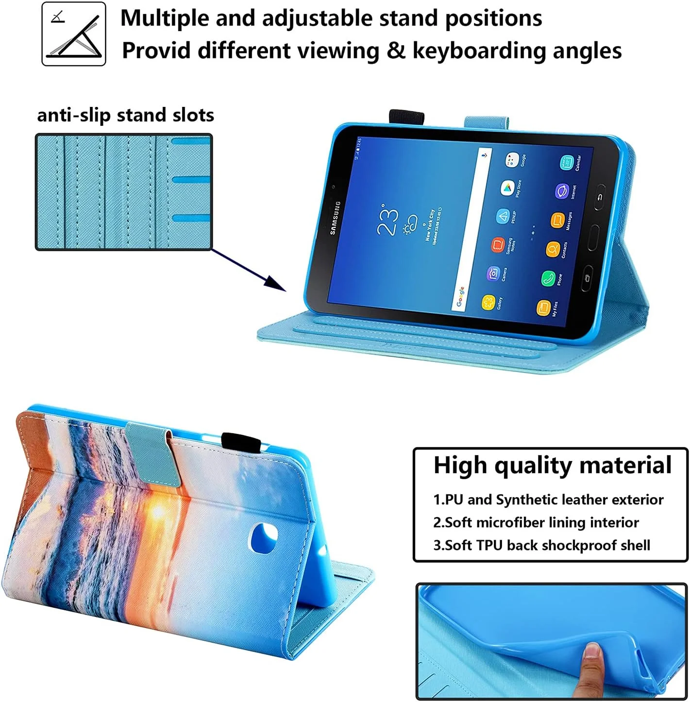 کیف محافظ تبلت سامسونگ گلکسی تب A 8.0 اینچ مدل 2018 (SM-T387/SM-T387W/SM-T387V)، جلد چرمی PU با استند تاشو، ضد ضربه با پشت TPU، دارای جای کارت و قلم، طرح غروب آفتاب ساحل کیف محافظ تبلت سامسونگ گلکسی تب A 8.0 اینچ مدل 2018 (SM-T387/SM-T387W/SM-T387V)، جلد چرمی PU با استند تاشو، ضد ضربه با پشت TPU، دارای جای کارت و قلم، طرح غروب آفتاب ساحل