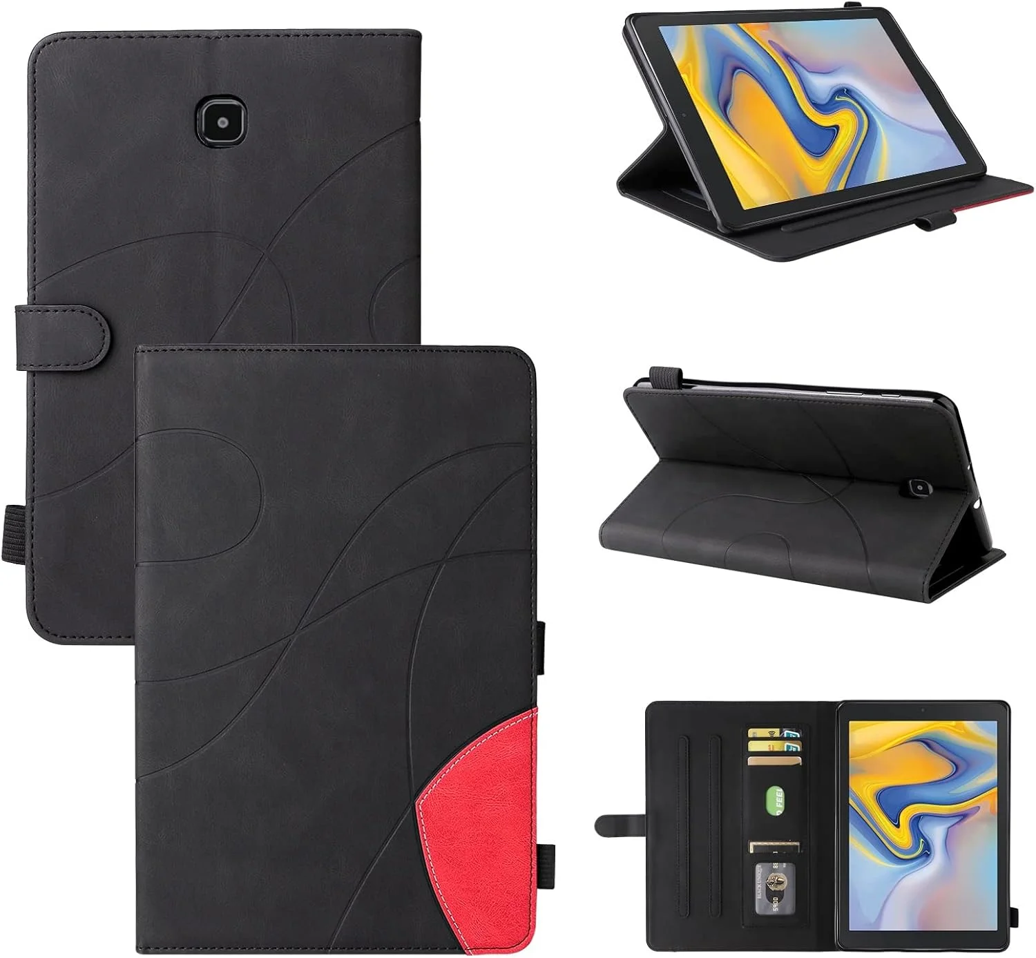 کیف محافظ تبلت چرمی PU هوشمند، کیف تبلت تاشو، بدون عملکرد خواب/بیدار، سازگار با تبلت سامسونگ گلکسی تب A 8.0 T387 SM-T387V T387T T387A (مشکی)