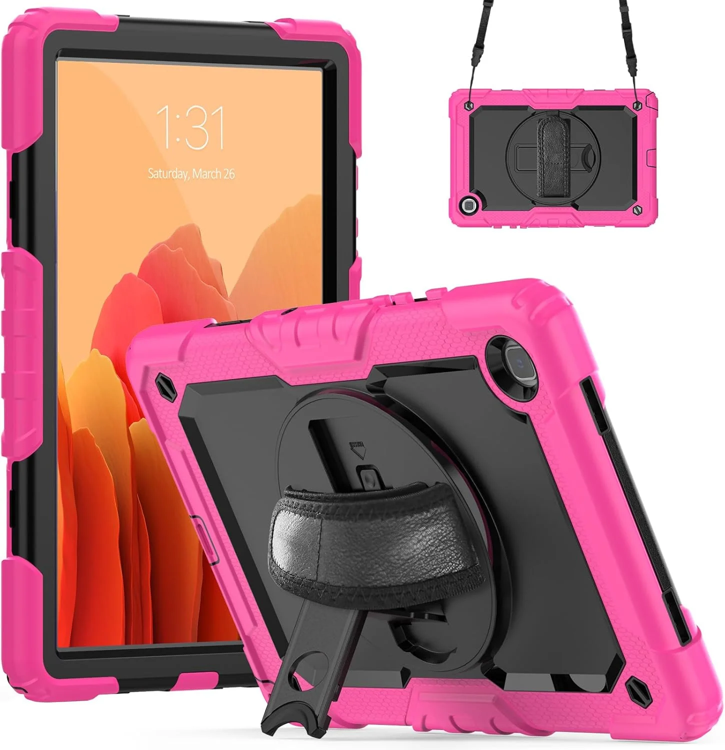 کیف محافظ تبلت سنگین نینسی برای سامسونگ گلکسی تب A7 10.4 اینچ 2020، کاور سیلیکونی ضد ضربه رنگین کمانی 3 در 1 با نگهدارنده مداد، بند شانه، بند دستی، پایه تاشو