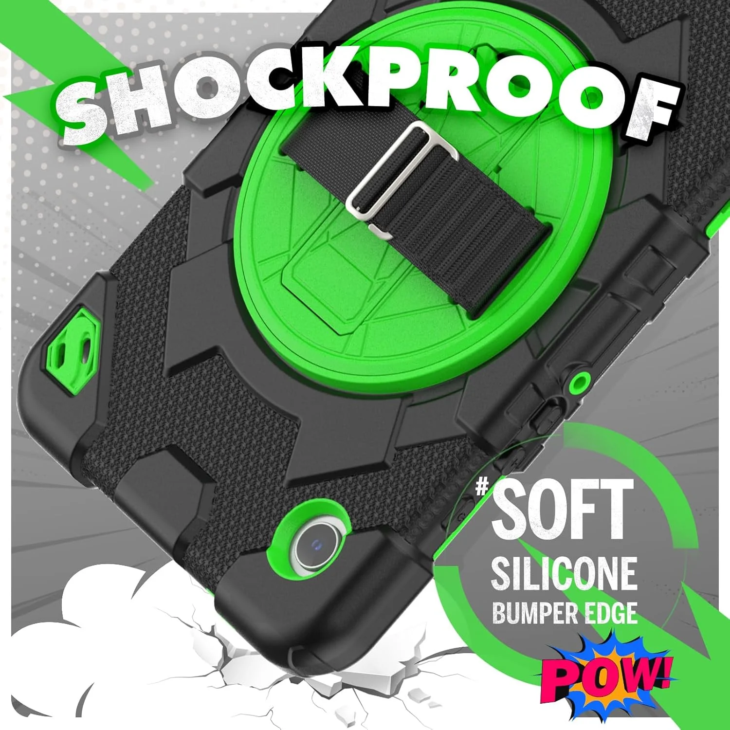 کیف تبلت nincyee برای Samsung Galaxy Tab A9 8.7 اینچ 2023، قاب سیلیکونی مقاوم در برابر ضربه طرح عنکبوتی قهرمان رنگین کمانی کودکانه با نگهدارنده قلم، بند شانه، پایه تاشو چرخشی، بند دستی