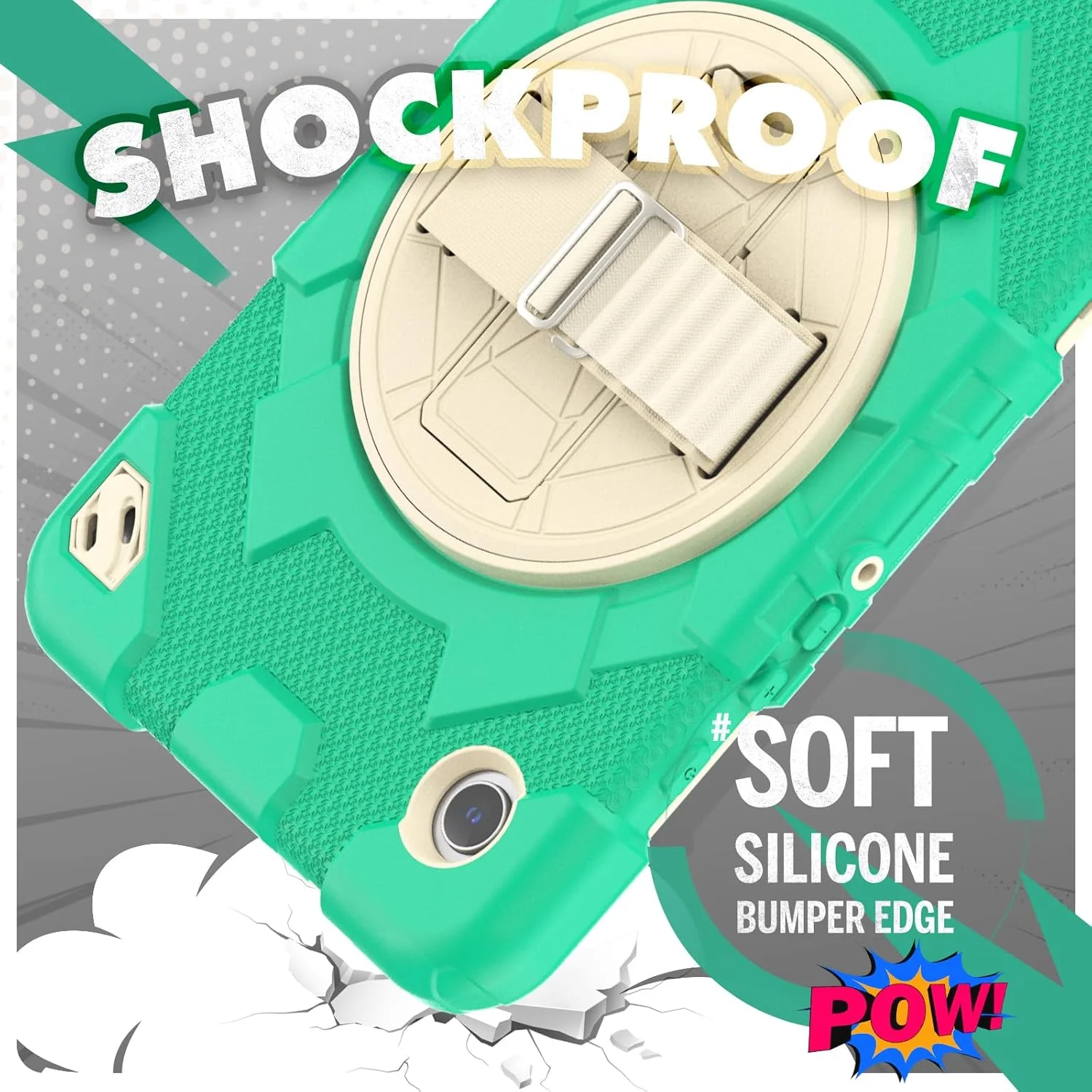 کیف تبلت nincyee برای Samsung Galaxy Tab A9 8.7 اینچ 2023، کیف سیلیکونی رنگین کمانی طرح قهرمان عنکبوتی مقاوم در برابر ضربه برای کودکان با نگهدارنده قلم، بند شانه، پایه تاشو چرخشی و بند دستی