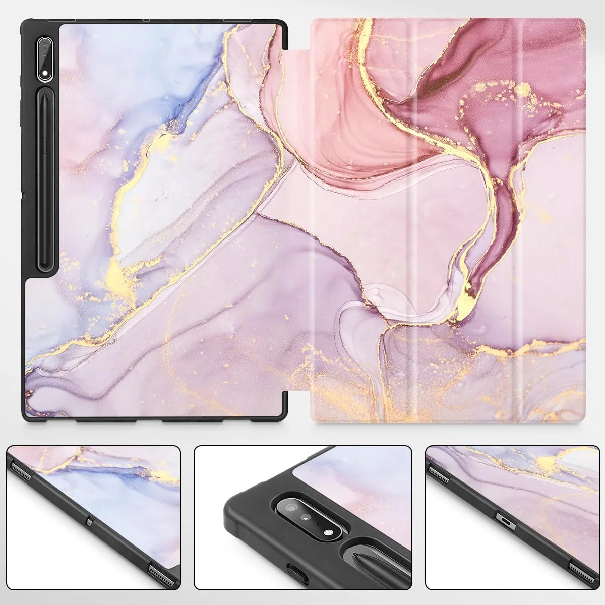 کیف تبلت Mektron برای تبلت سامسونگ Tab S9 Ultra 14.6 اینچ مدل 2023 X910/X916/X918، دارای جای مداد، جلد سخت با قابلیت بیدار/خواب خودکار، استند چند زاویه ای برای گلکسی تب S9 Ultra 14.6 اینچ، طرح سنگ مرمر صورتی کیف تبلت Mektron برای تبلت سامسونگ Tab S9 Ultra 14.6 اینچ مدل 2023 X910/X916/X918، دارای جای مداد، جلد سخت با قابلیت بیدار/خواب خودکار، استند چند زاویه ای برای گلکسی تب S9 Ultra 14.6 اینچ، طرح سنگ مرمر صورتی