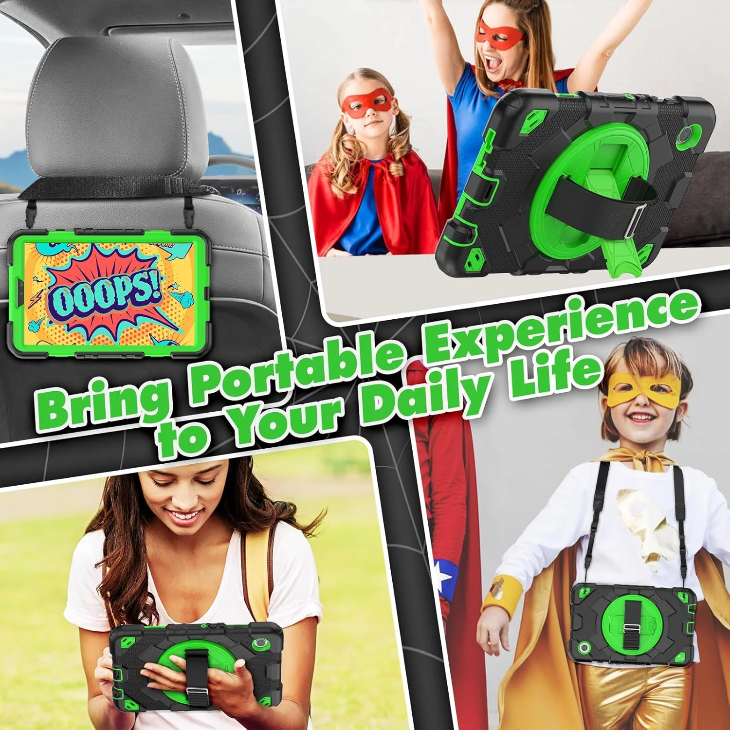 کیف تبلت nincyee برای Samsung Galaxy Tab A9 8.7 اینچ 2023، قاب سیلیکونی مقاوم در برابر ضربه طرح عنکبوتی قهرمان رنگین کمانی کودکانه با نگهدارنده قلم، بند شانه، پایه تاشو چرخشی، بند دستی