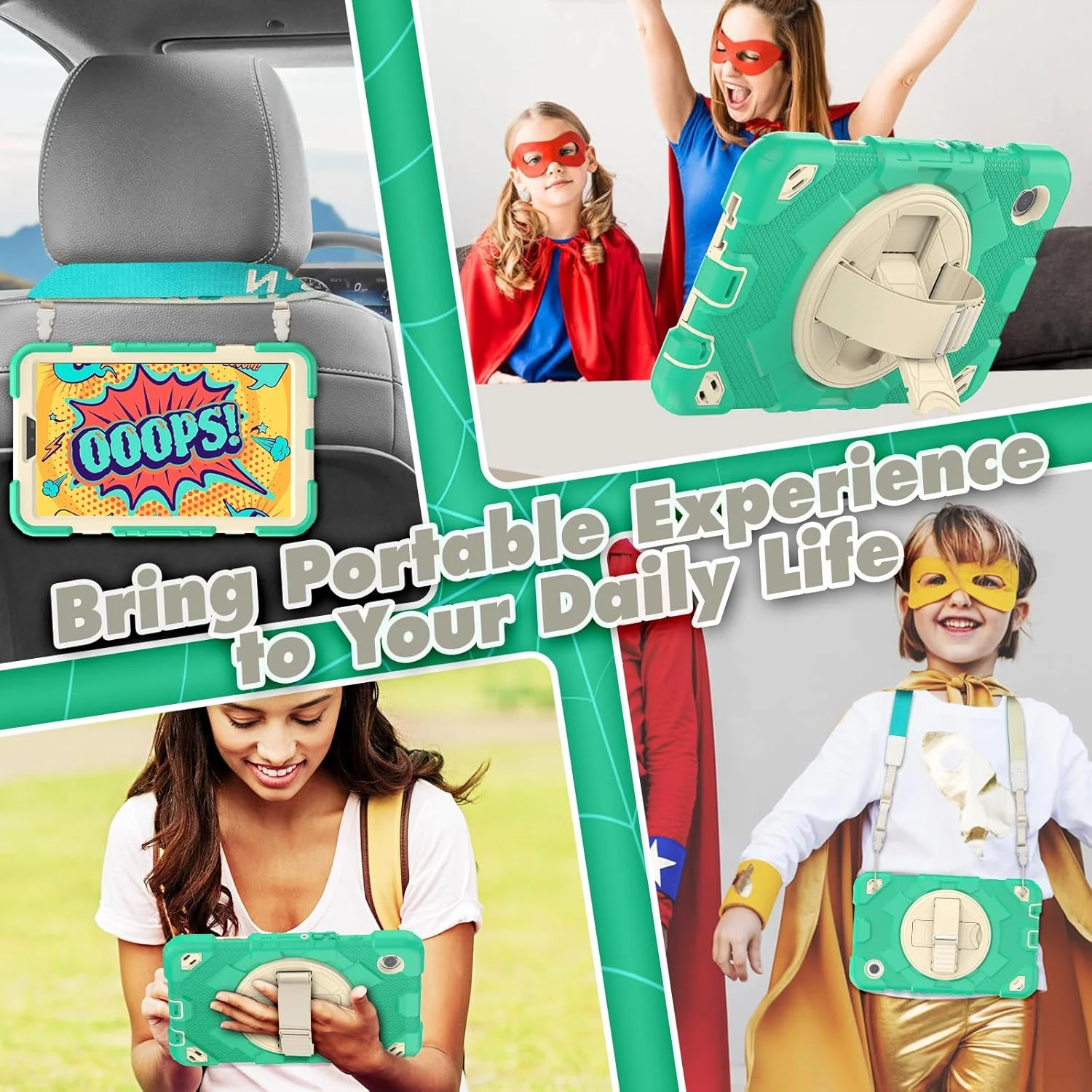 کیف تبلت nincyee برای Samsung Galaxy Tab A9 8.7 اینچ 2023، کیف سیلیکونی رنگین کمانی طرح قهرمان عنکبوتی مقاوم در برابر ضربه برای کودکان با نگهدارنده قلم، بند شانه، پایه تاشو چرخشی و بند دستی