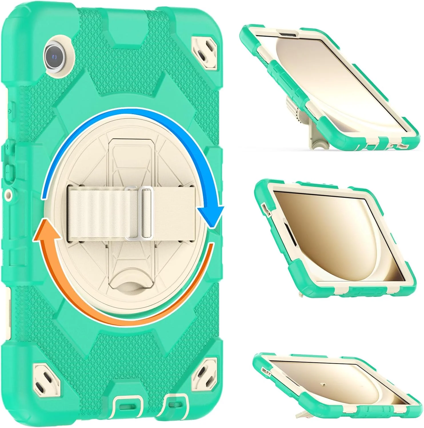 کیف تبلت nincyee برای Samsung Galaxy Tab A9 8.7 اینچ 2023، کیف سیلیکونی رنگین کمانی طرح قهرمان عنکبوتی مقاوم در برابر ضربه برای کودکان با نگهدارنده قلم، بند شانه، پایه تاشو چرخشی و بند دستی