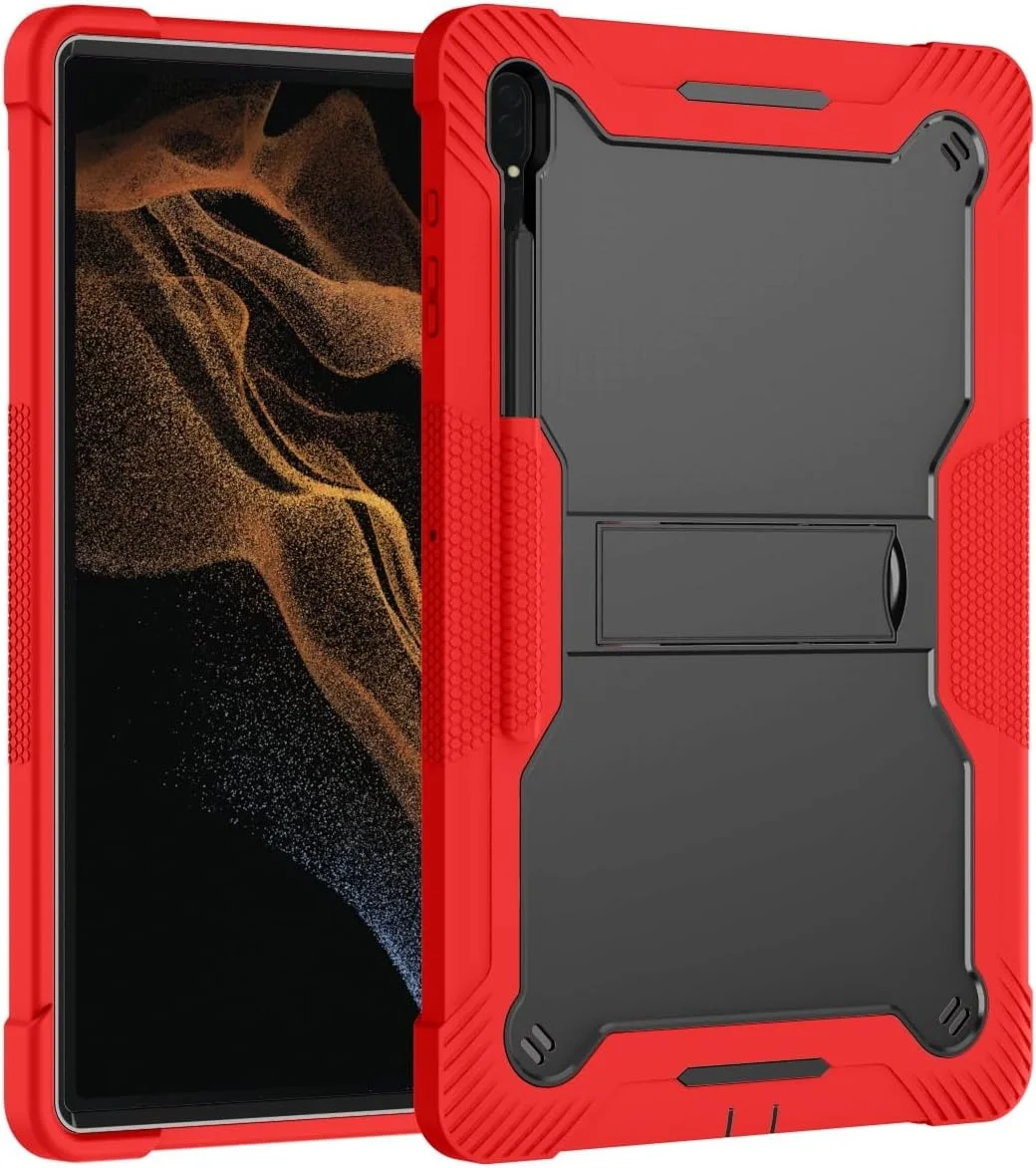 محافظ تبلت سازگار با تبلت سامسونگ گلکسی تب S9 Ultra 14.6 اینچی، سازگار با سامسونگ گلکسی تب S9 Ultra با نگهدارنده قلم S، قاب محافظ مقاوم در برابر ضربه هیبریدی با پایه داخلی
