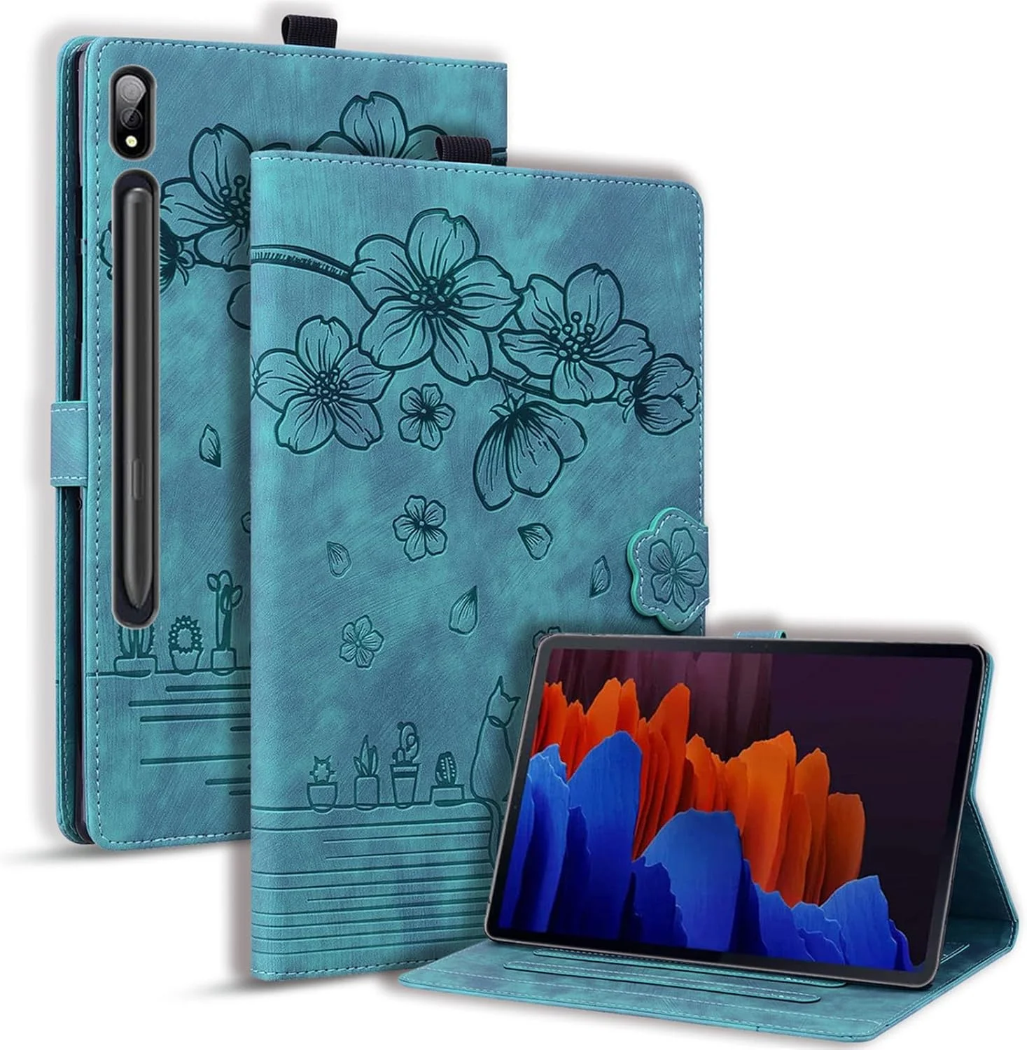 کیف تبلت SLLMYYX سازگار با تبلت سامسونگ گلکسی تب S9 FE Plus/S9 Plus/S8 Plus/S7 FE/S7 Plus 12.4 اینچ، جلد هوشمند چرمی PU طرح گربه شکوفه گیلاس (سبز) کیف تبلت SLLMYYX سازگار با تبلت سامسونگ گلکسی تب S9 FE Plus/S9 Plus/S8 Plus/S7 FE/S7 Plus 12.4 اینچ، جلد هوشمند چرمی PU طرح گربه شکوفه گیلاس (سبز)