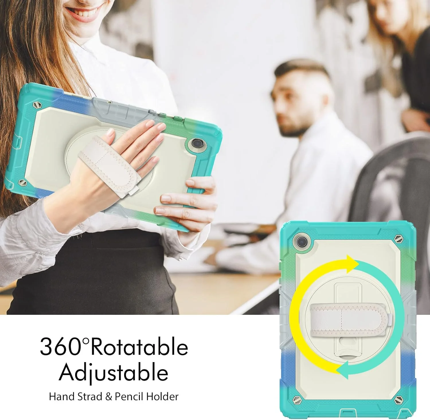 کیف محافظ تبلت مقاوم Nincyee برای Samsung Galaxy Tab A8 10.5" 2021، کاور سیلیکونی ضد ضربه رنگین کمانی 3 در 1 با نگهدارنده قلم، بند شانه، بند دستی، پایه تاشو کیف محافظ تبلت مقاوم Nincyee برای Samsung Galaxy Tab A8 10.5" 2021، کاور سیلیکونی ضد ضربه رنگین کمانی 3 در 1 با نگهدارنده قلم، بند شانه، بند دستی، پایه تاشو