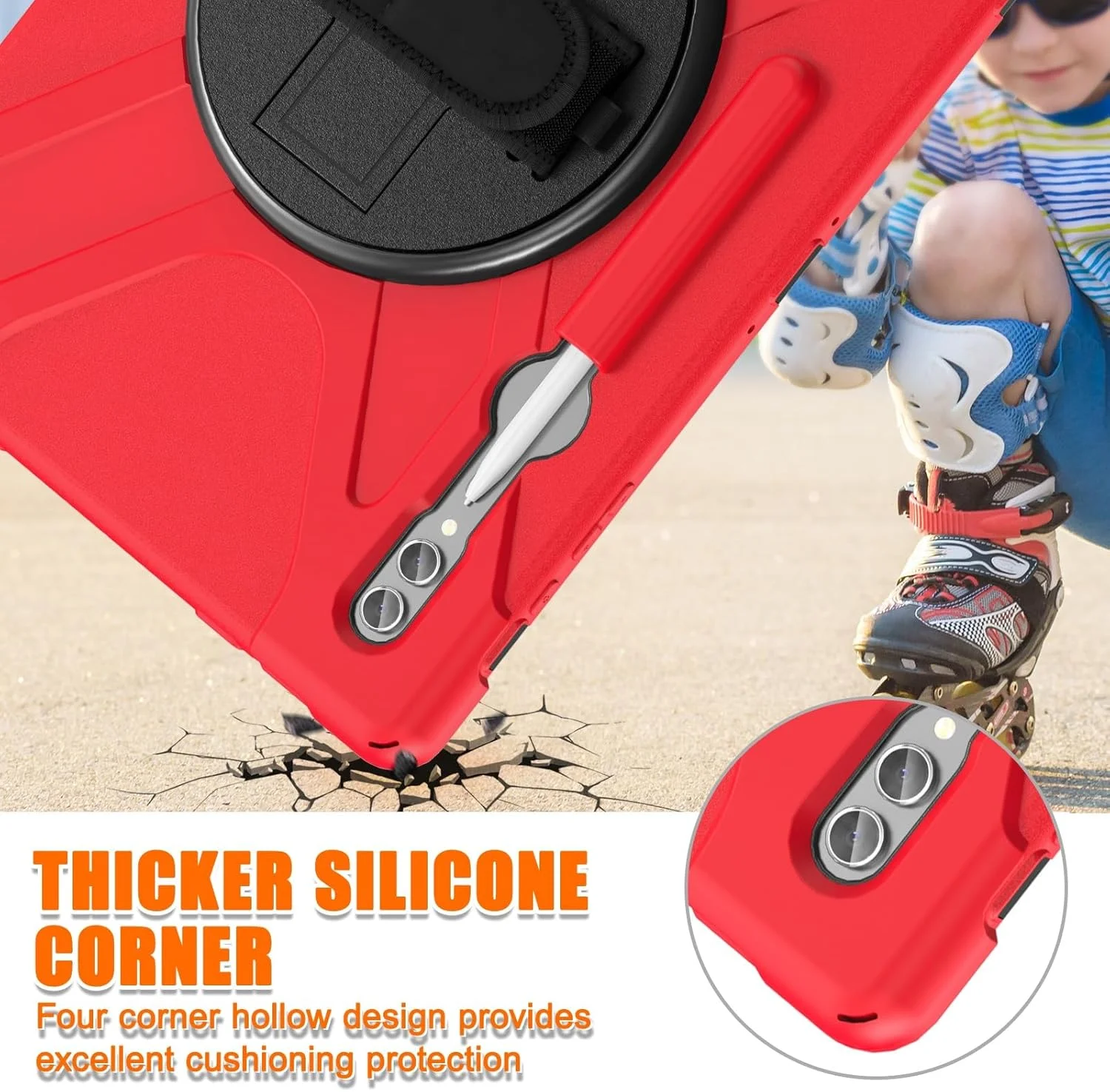 کیف تبلت مناسب برای Samsung Galaxy Tab S9 Ultra 14.6 اینچ 2023، کیف بادوام و مقاوم در برابر ضربه با نگهدارنده قلم، کیف محافظ با بند شانه ای برای کودکان کیف تبلت مناسب برای Samsung Galaxy Tab S9 Ultra 14.6 اینچ 2023، کیف بادوام و مقاوم در برابر ضربه با نگهدارنده قلم، کیف محافظ با بند شانه ای برای کودکان