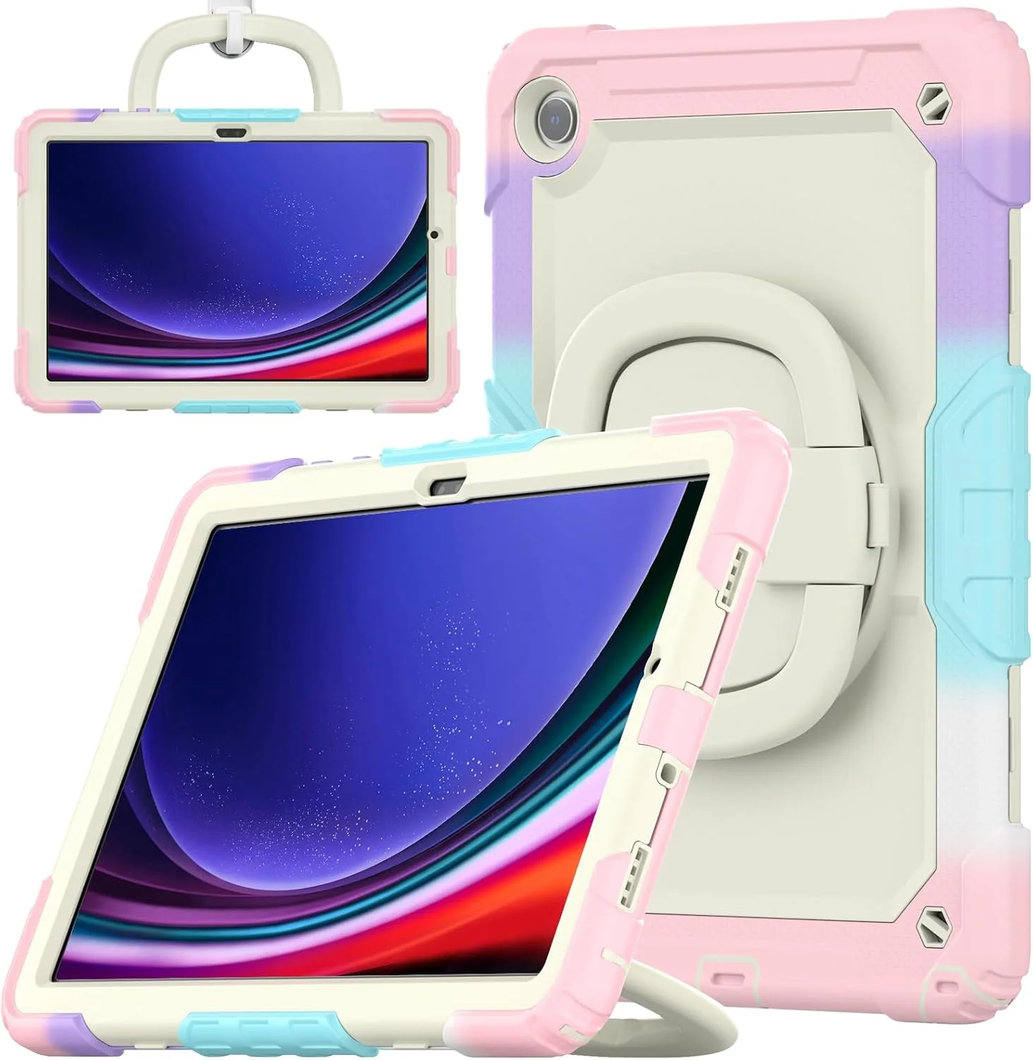 کیف محافظ تبلت سنگین نینسی برای سامسونگ گلکسی تب A9+ 11 اینچ 2023، کاور سیلیکونی ضد ضربه 3 در 1 با نگهدارنده قلم، بند شانه، پایه تاشو نامرئی کیف محافظ تبلت سنگین نینسی برای سامسونگ گلکسی تب A9+ 11 اینچ 2023، کاور سیلیکونی ضد ضربه 3 در 1 با نگهدارنده قلم، بند شانه، پایه تاشو نامرئی