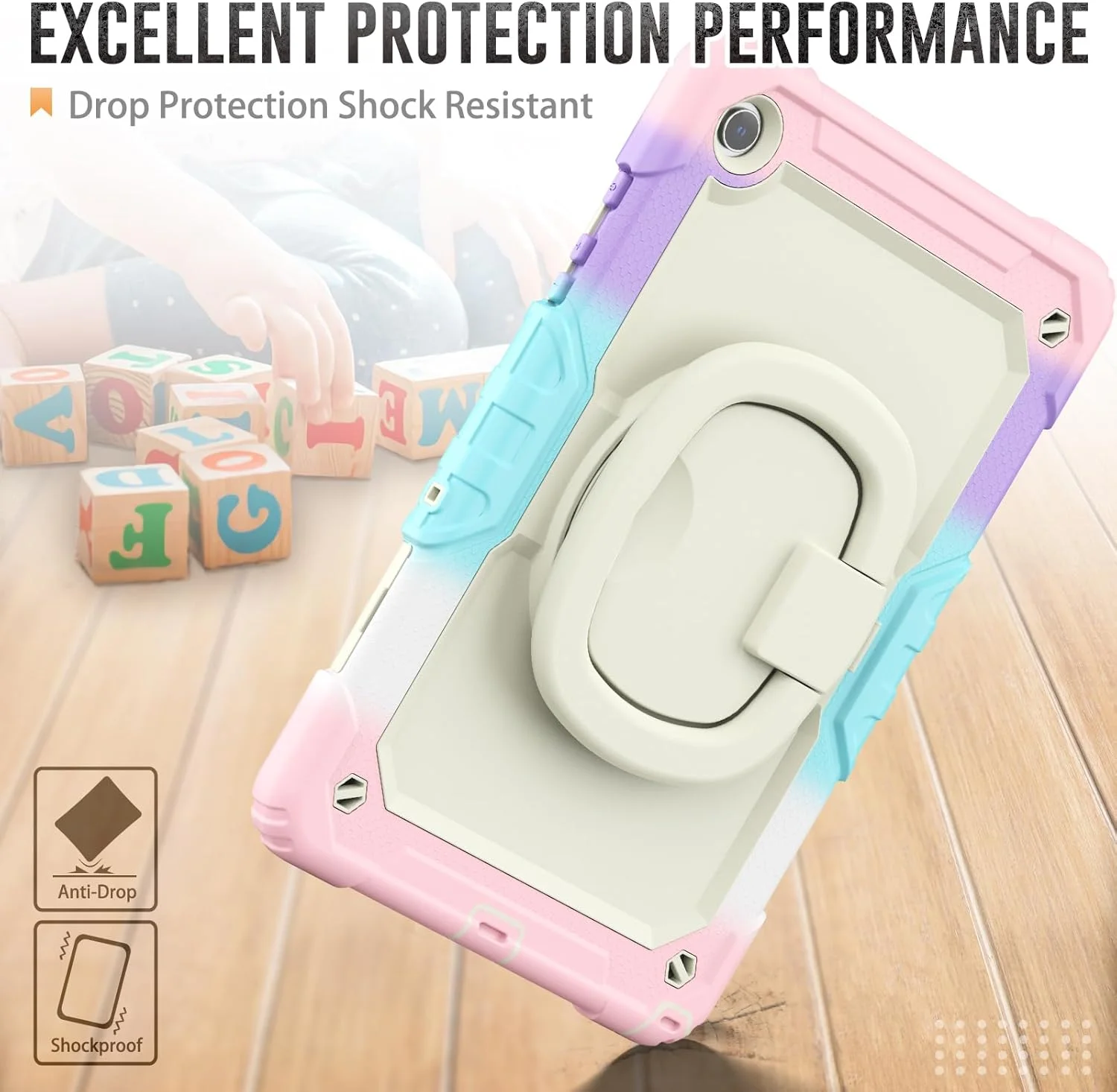 کیف محافظ تبلت سنگین نینسی برای سامسونگ گلکسی تب A9+ 11 اینچ 2023، کاور سیلیکونی ضد ضربه 3 در 1 با نگهدارنده قلم، بند شانه، پایه تاشو نامرئی
