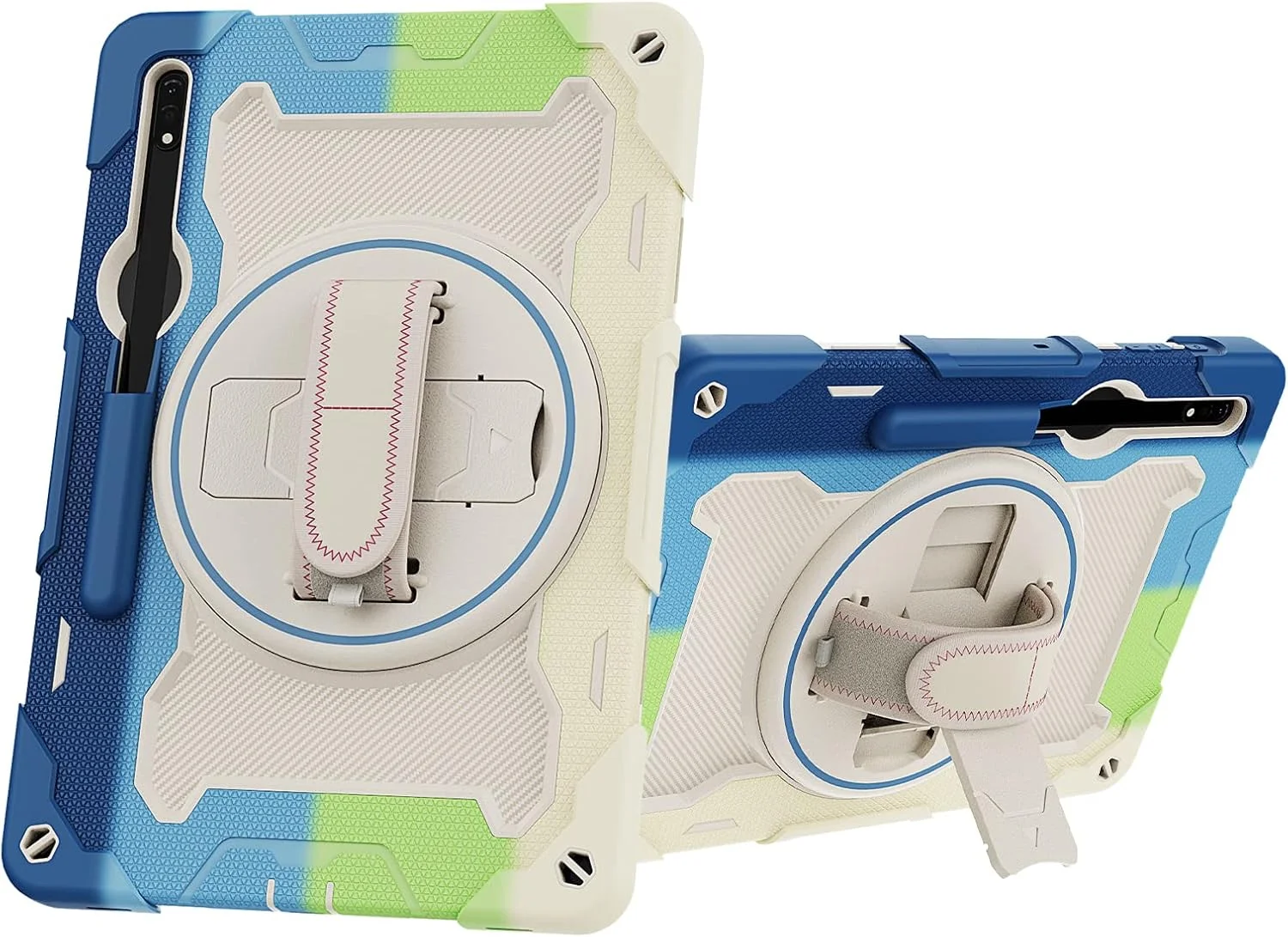 کاور تبلت nincyee برای Samsung Galaxy Tab S10 FE+ 13.1 اینچ، کاور سیلیکونی رنگین کمانی مقاوم در برابر ضربه برای کودکان با جای مداد، بند شانه، پایه تاشو چرخشی و بند دستی کاور تبلت nincyee برای Samsung Galaxy Tab S10 FE+ 13.1 اینچ، کاور سیلیکونی رنگین کمانی مقاوم در برابر ضربه برای کودکان با جای مداد، بند شانه، پایه تاشو چرخشی و بند دستی