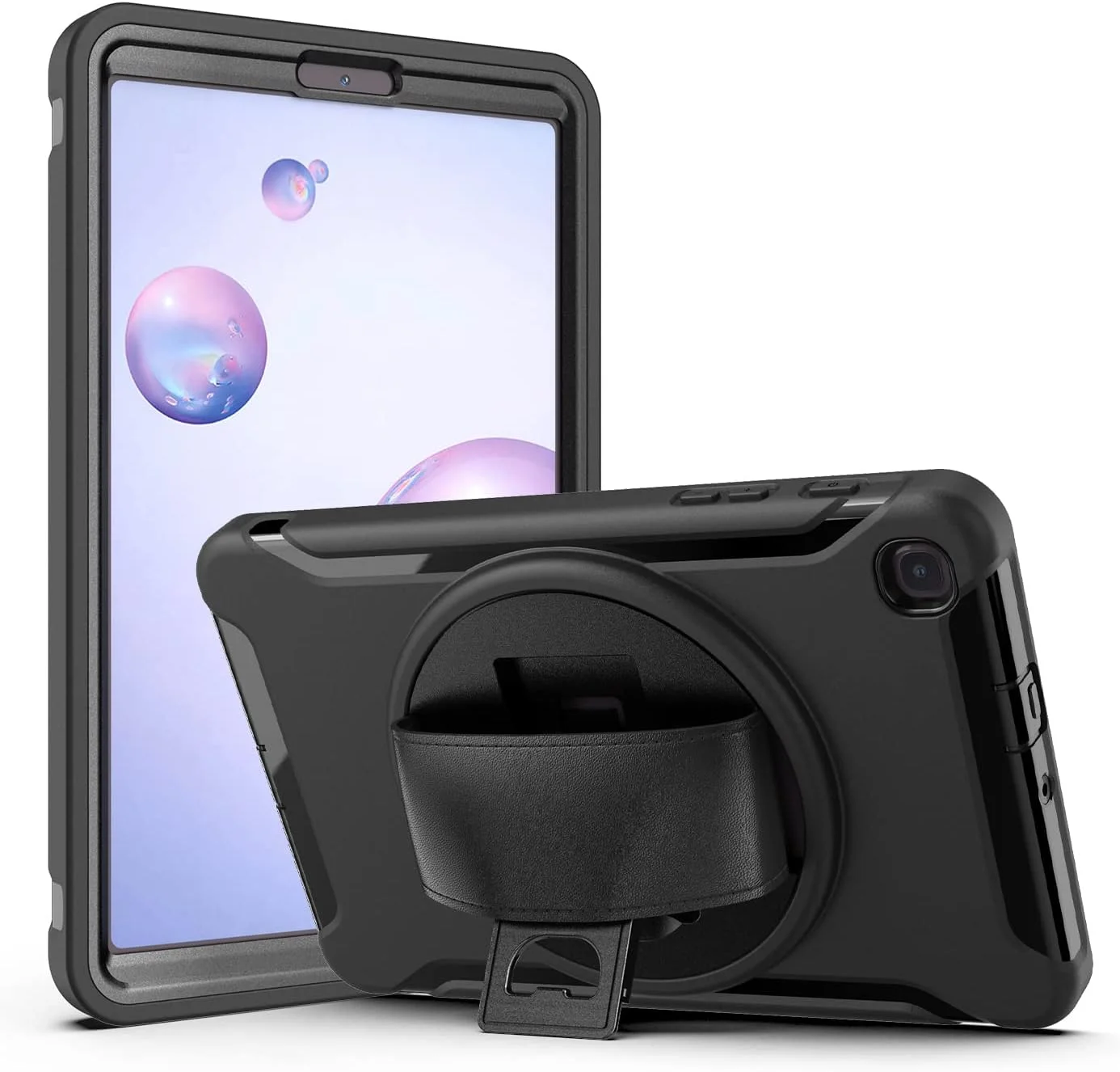 کاور تبلت زومون برای سامسونگ گلکسی تب A 8.4 (2020) مدل [SM-T307U]، محافظ هیبریدی ضد ضربه، پایه چرخان 360 درجه، بند دستی