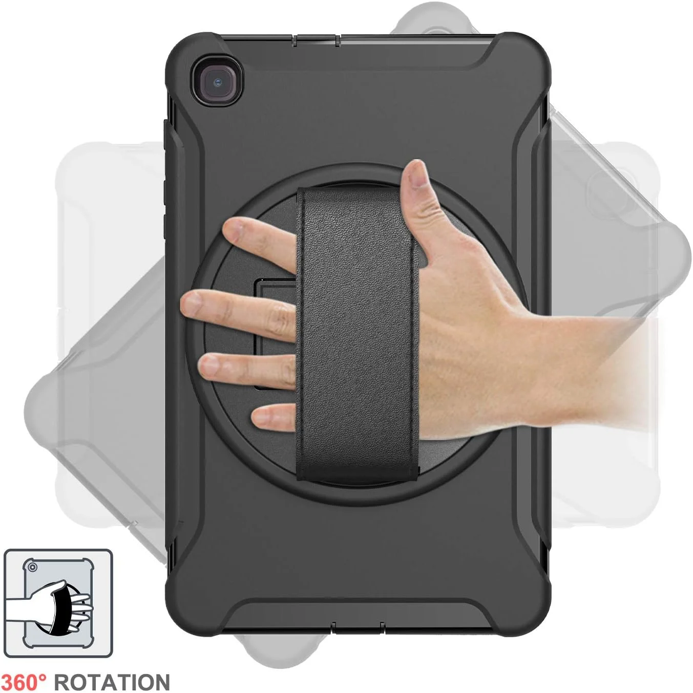 کاور تبلت زومون برای سامسونگ گلکسی تب A 8.4 (2020) مدل [SM-T307U]، محافظ هیبریدی ضد ضربه، پایه چرخان 360 درجه، بند دستی