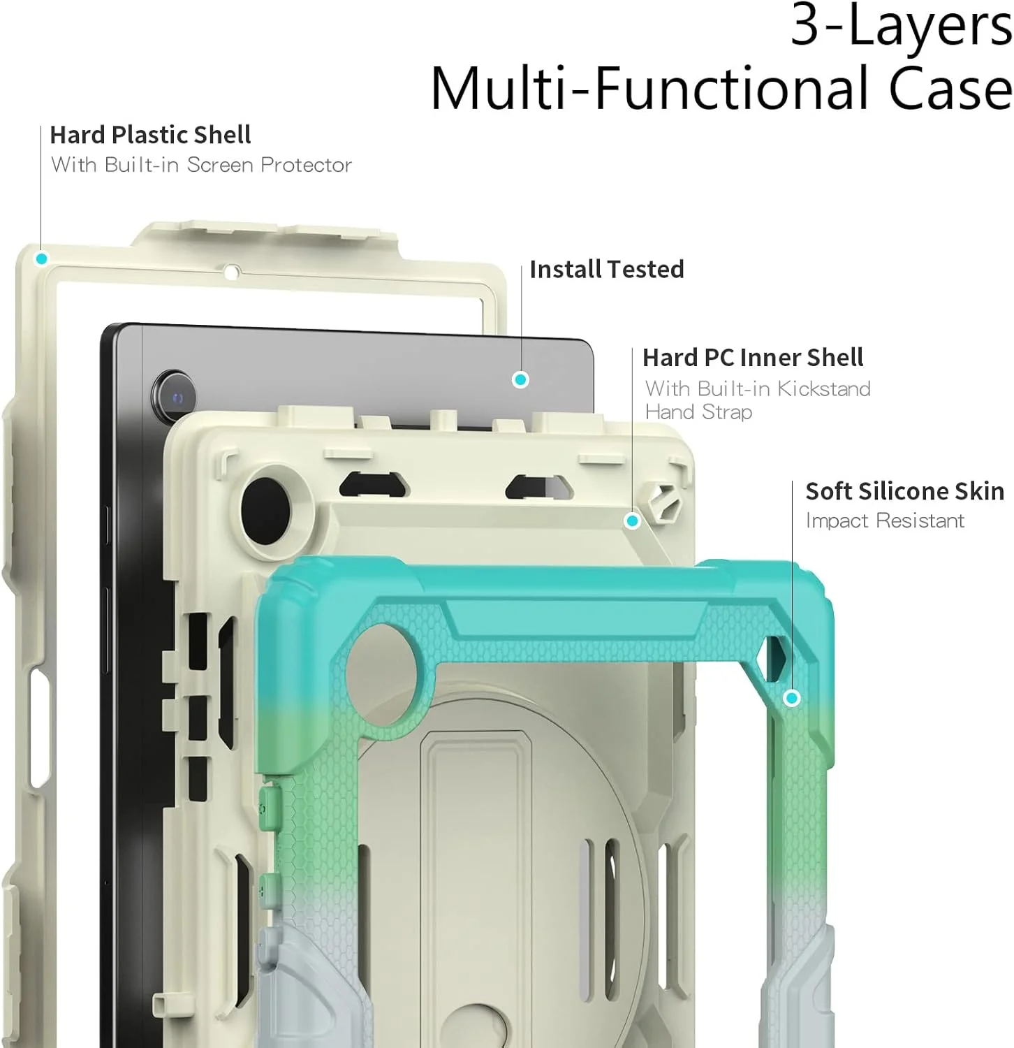 کیف محافظ تبلت مقاوم Nincyee برای Samsung Galaxy Tab A8 10.5 اینچ 2021، کاور سیلیکونی ضد ضربه رنگین کمانی 3 در 1 با نگهدارنده مداد، بند شانه، بند دستی، پایه تاشو کیف محافظ تبلت مقاوم Nincyee برای Samsung Galaxy Tab A8 10.5 اینچ 2021، کاور سیلیکونی ضد ضربه رنگین کمانی 3 در 1 با نگهدارنده مداد، بند شانه، بند دستی، پایه تاشو
