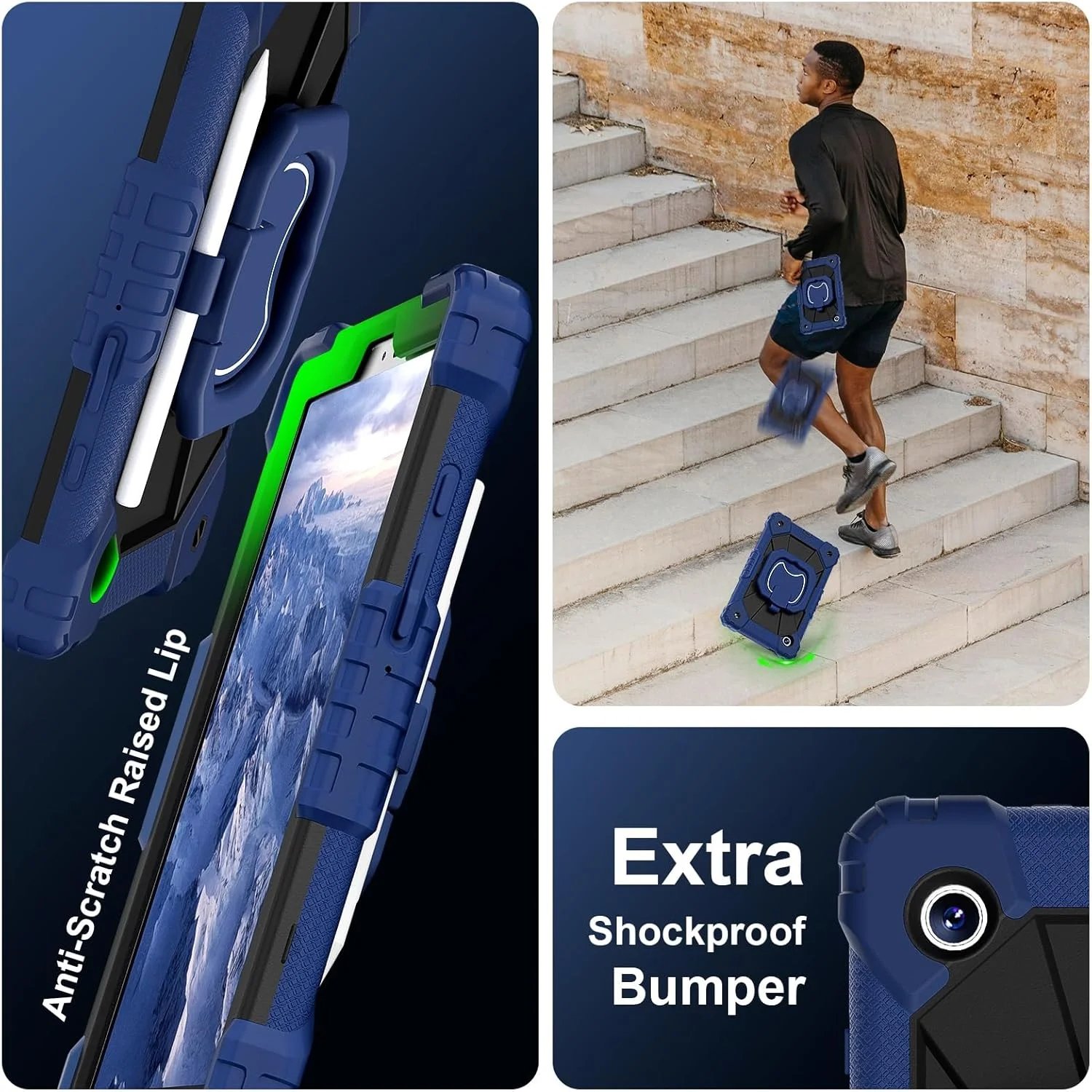 کاور تبلت، قاب تبلت سازگار با تبلت سامسونگ گلکسی تب A9 مدل 8.7 اینچی 2023 (SM-X110/SM-X115)، کاور محافظ ضد ضربه سنگین با پایه چرخان 360 درجه + بند دستی + بند شانه تبلت H کاور تبلت، قاب تبلت سازگار با تبلت سامسونگ گلکسی تب A9 مدل 8.7 اینچی 2023 (SM-X110/SM-X115)، کاور محافظ ضد ضربه سنگین با پایه چرخان 360 درجه + بند دستی + بند شانه تبلت H