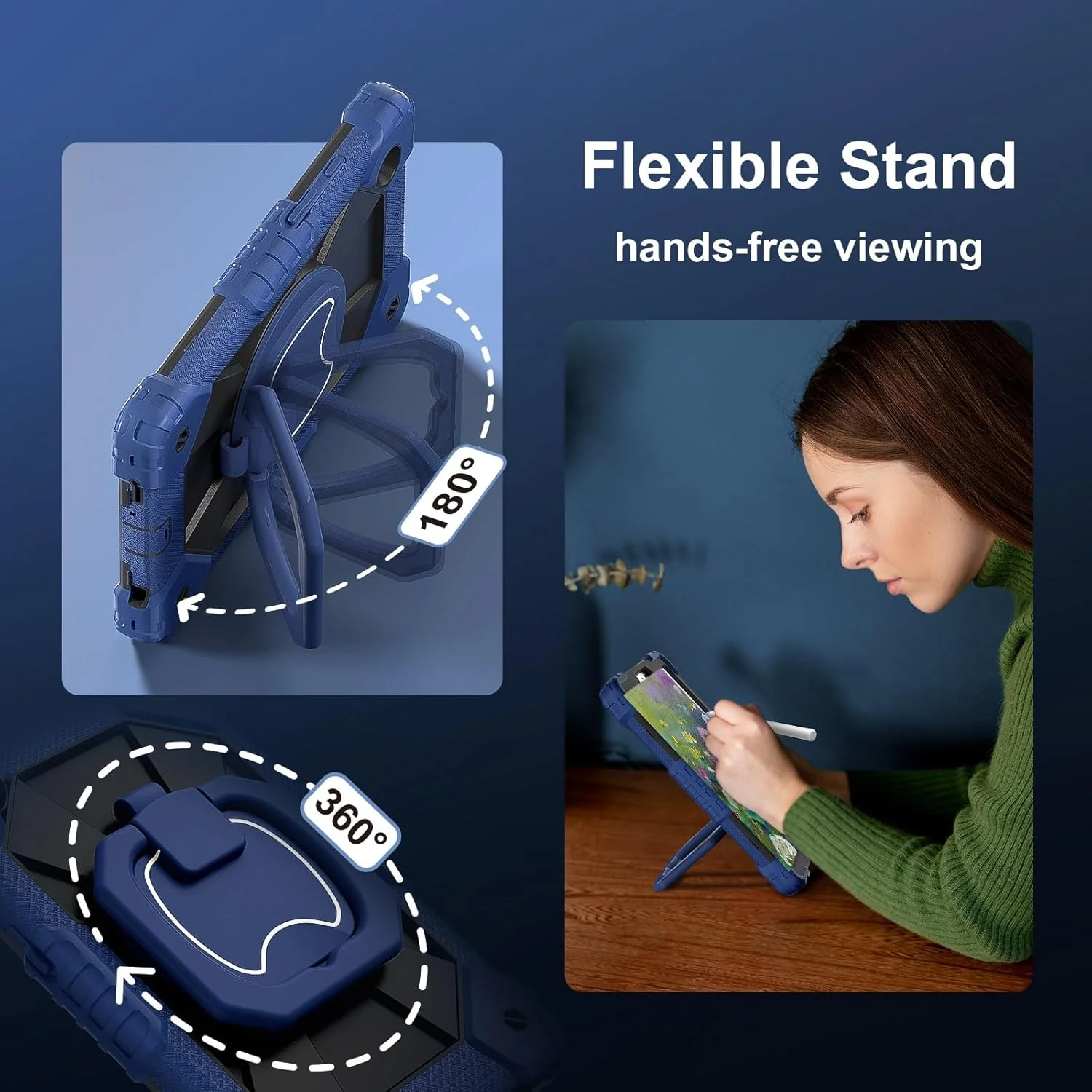 کاور تبلت، قاب تبلت سازگار با تبلت سامسونگ گلکسی تب A9 مدل 8.7 اینچی 2023 (SM-X110/SM-X115)، کاور محافظ ضد ضربه سنگین با پایه چرخان 360 درجه + بند دستی + بند شانه تبلت H کاور تبلت، قاب تبلت سازگار با تبلت سامسونگ گلکسی تب A9 مدل 8.7 اینچی 2023 (SM-X110/SM-X115)، کاور محافظ ضد ضربه سنگین با پایه چرخان 360 درجه + بند دستی + بند شانه تبلت H