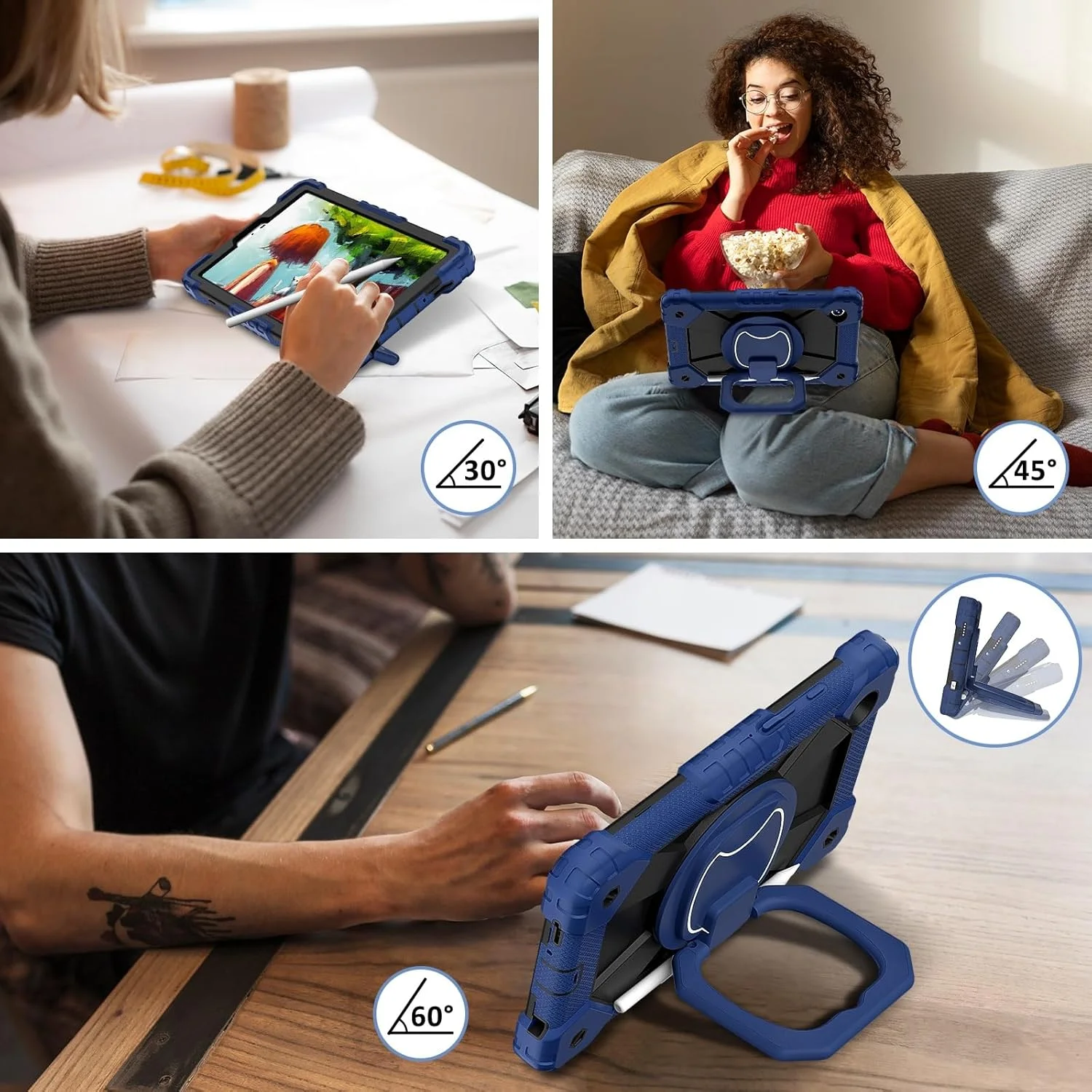 کاور تبلت، قاب تبلت سازگار با تبلت سامسونگ گلکسی تب A9 مدل 8.7 اینچی 2023 (SM-X110/SM-X115)، کاور محافظ ضد ضربه سنگین با پایه چرخان 360 درجه + بند دستی + بند شانه تبلت H کاور تبلت، قاب تبلت سازگار با تبلت سامسونگ گلکسی تب A9 مدل 8.7 اینچی 2023 (SM-X110/SM-X115)، کاور محافظ ضد ضربه سنگین با پایه چرخان 360 درجه + بند دستی + بند شانه تبلت H