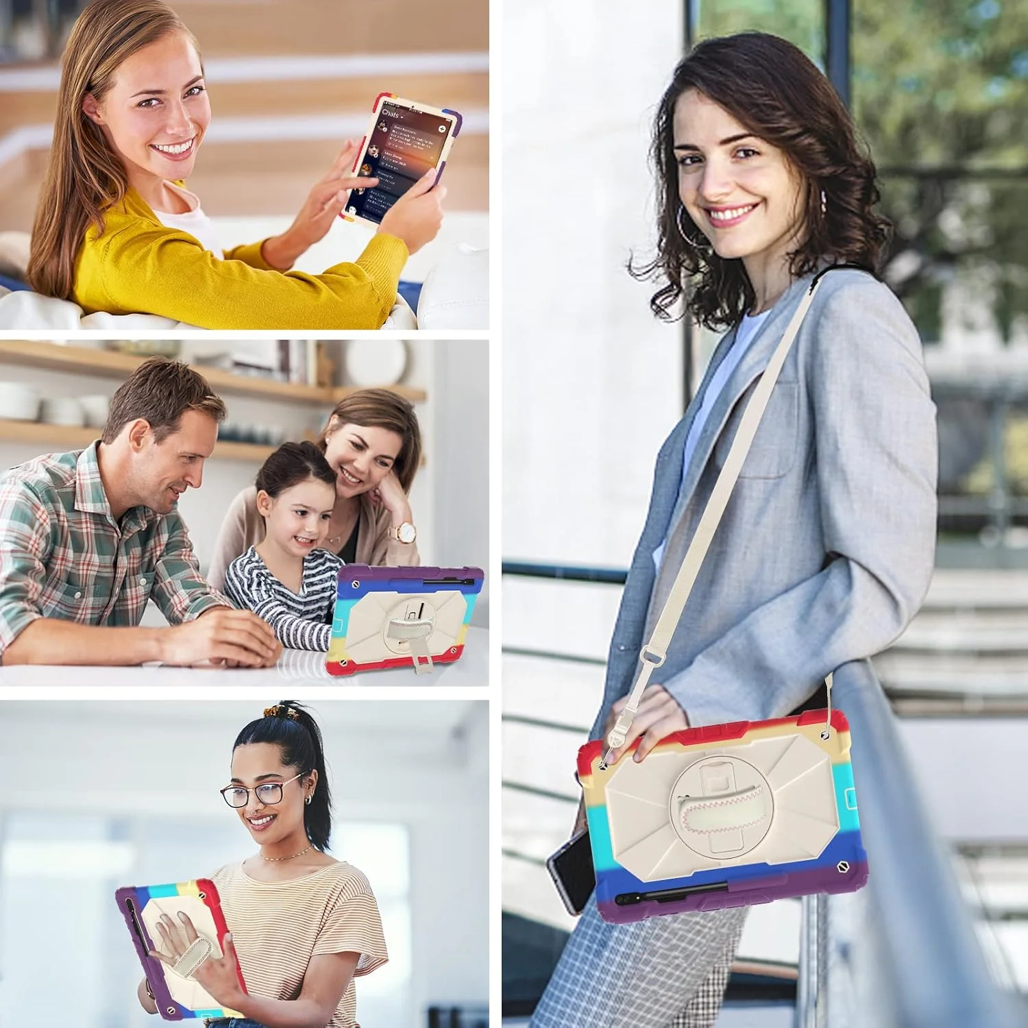 کیف تبلت کودکانه nincyee برای Samsung Galaxy Tab A8 10.5 اینچ 2021، کاور سیلیکونی رنگین کمانی ضد ضربه 3 در 1 با نگهدارنده مداد، بند شانه، بند دستی، پایه تاشو برای کودکان کیف تبلت کودکانه nincyee برای Samsung Galaxy Tab A8 10.5 اینچ 2021، کاور سیلیکونی رنگین کمانی ضد ضربه 3 در 1 با نگهدارنده مداد، بند شانه، بند دستی، پایه تاشو برای کودکان