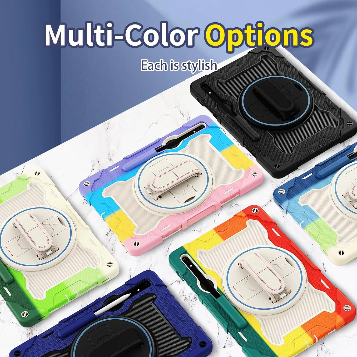 کیف تبلت nincyee برای Samsung Galaxy Tab S10 FE 10.9 اینچ، کیف سیلیکونی رنگین کمانی مقاوم در برابر ضربه برای کودکان با نگهدارنده مداد، بند شانه، پایه تاشو چرخشی، بند دستی کیف تبلت nincyee برای Samsung Galaxy Tab S10 FE 10.9 اینچ، کیف سیلیکونی رنگین کمانی مقاوم در برابر ضربه برای کودکان با نگهدارنده مداد، بند شانه، پایه تاشو چرخشی، بند دستی