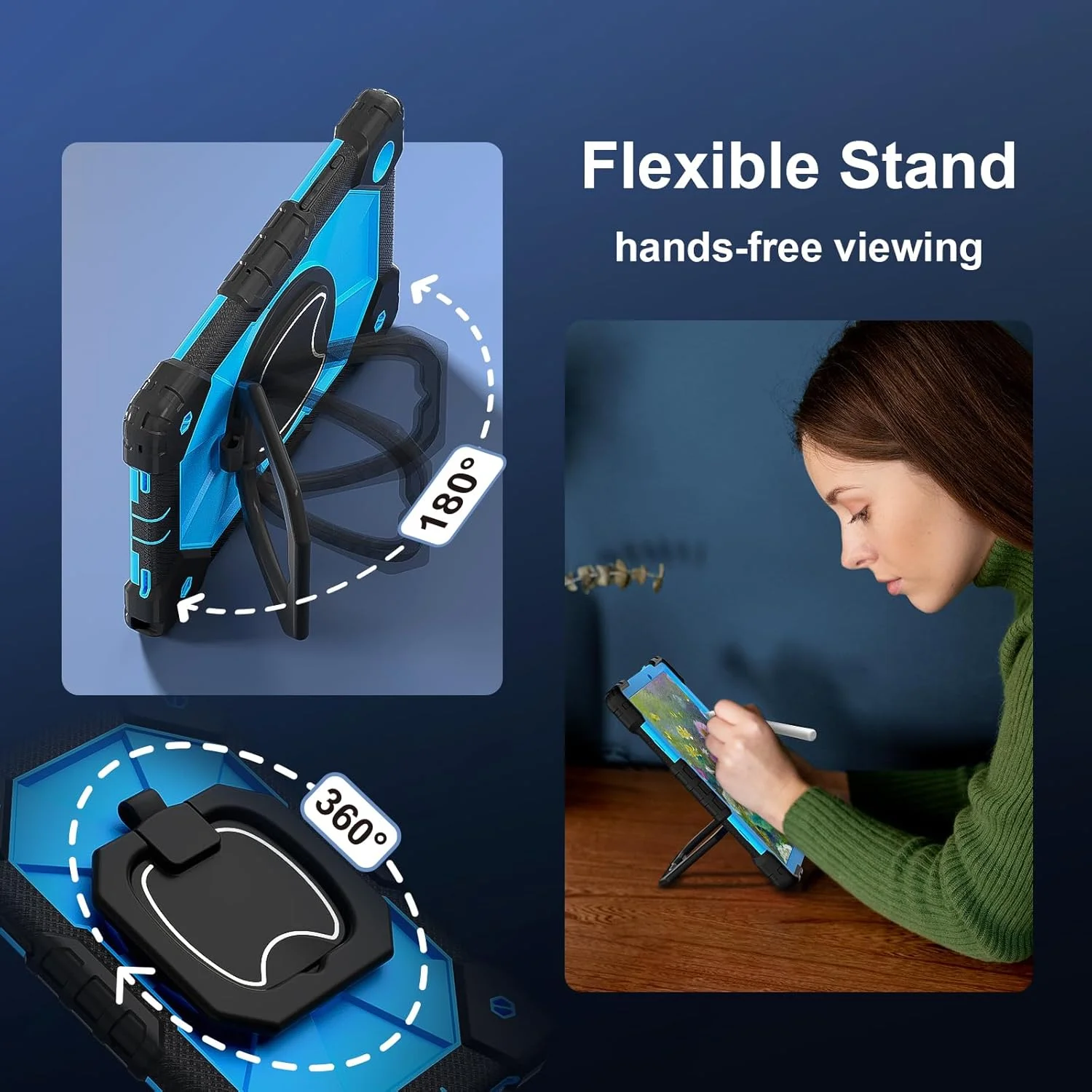 کیف تبلت کودکانه nincyee برای Samsung Galaxy Tab A8 10.5 اینچ 2021، کاور سیلیکونی رنگین کمانی ضد ضربه 3 در 1 با نگهدارنده مداد، بند شانه، پایه تاشو و حلقه های چرخان برای کودکان