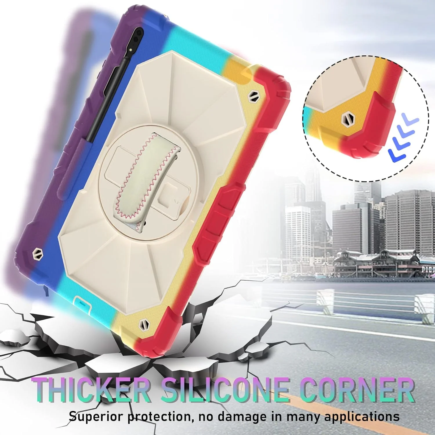 کیف تبلت کودکانه nincyee برای Samsung Galaxy Tab A8 10.5 اینچ 2021، کاور سیلیکونی رنگین کمانی ضد ضربه 3 در 1 با نگهدارنده مداد، بند شانه، بند دستی، پایه تاشو برای کودکان کیف تبلت کودکانه nincyee برای Samsung Galaxy Tab A8 10.5 اینچ 2021، کاور سیلیکونی رنگین کمانی ضد ضربه 3 در 1 با نگهدارنده مداد، بند شانه، بند دستی، پایه تاشو برای کودکان