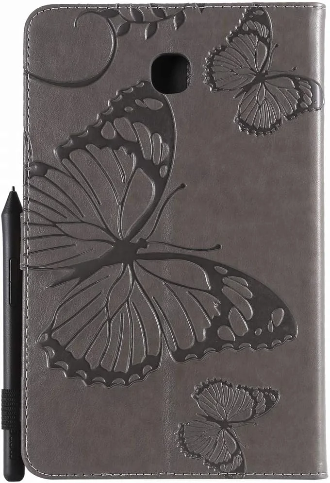 کیف تبلت Yiizy برای سامسونگ گلکسی تب A 8.0 (2018) T387، کیف تاشو، جلد محافظ چرمی PU باریک با قابلیت استند، دارای جای کارت شناسایی و کارت اعتباری، بند مغناطیسی و کیف پول (خاکستری)