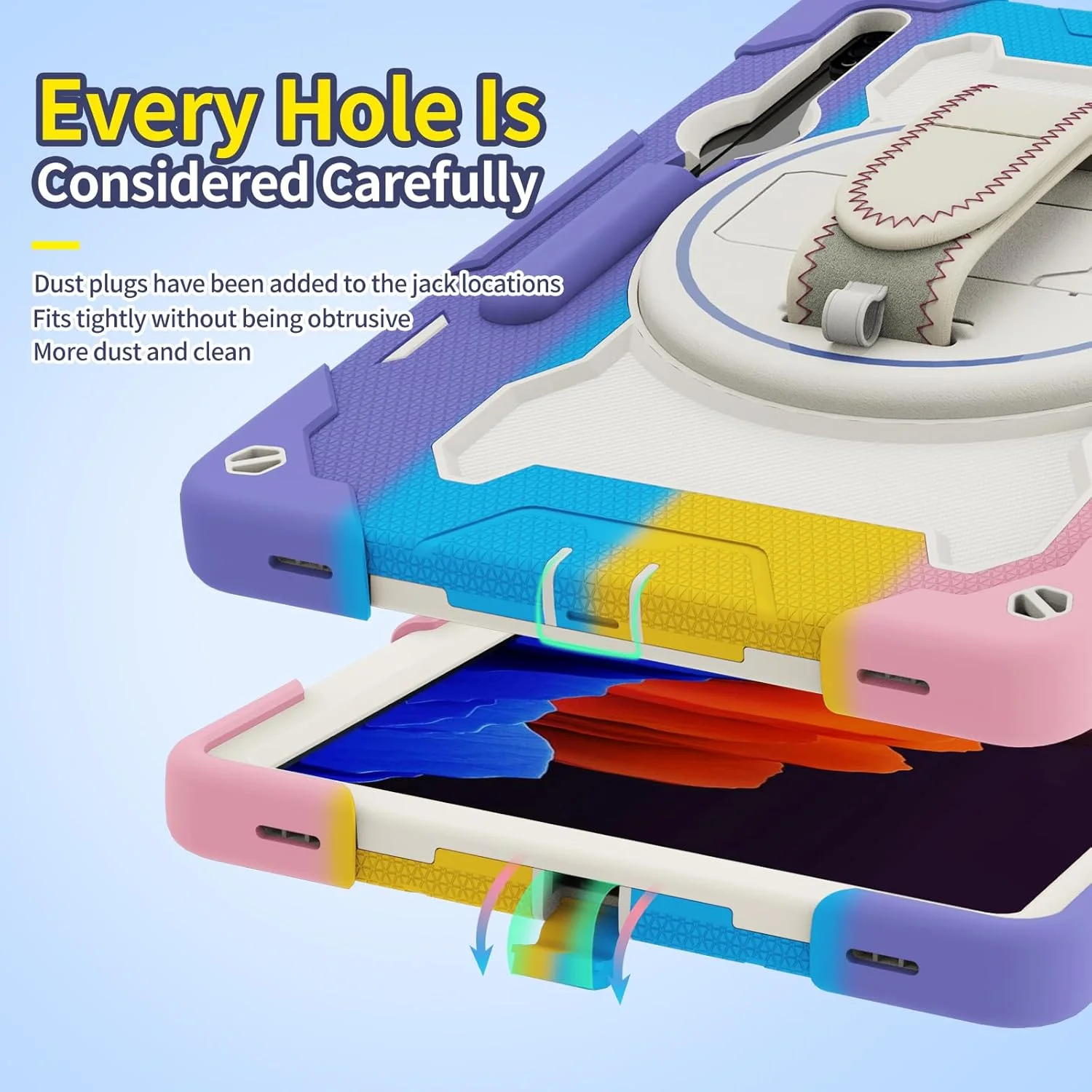 کیف تبلت nincyee برای Samsung Galaxy Tab S8+/S7+/S7 FE 12.4 اینچ، کیف سیلیکونی رنگین کمانی مقاوم در برابر ضربه مخصوص کودکان با نگهدارنده مداد، بند شانه، پایه تاشو چرخشی، بند دستی کیف تبلت nincyee برای Samsung Galaxy Tab S8+/S7+/S7 FE 12.4 اینچ، کیف سیلیکونی رنگین کمانی مقاوم در برابر ضربه مخصوص کودکان با نگهدارنده مداد، بند شانه، پایه تاشو چرخشی، بند دستی