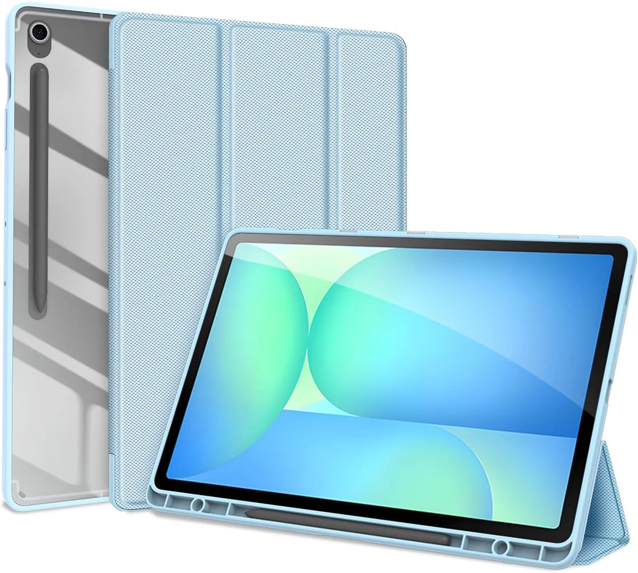 کیف تبلت Gruattreay برای Samsung Galaxy Tab S10 FE Plus 13.1 اینچ 2025 SM-X620/X626B، کیف چرمی سه تایی PU با قابلیت بیدار/خواب خودکار، قاب پشتی شفاف با جا مدادی داخلی (آبی) کیف تبلت Gruattreay برای Samsung Galaxy Tab S10 FE Plus 13.1 اینچ 2025 SM-X620/X626B، کیف چرمی سه تایی PU با قابلیت بیدار/خواب خودکار، قاب پشتی شفاف با جا مدادی داخلی (آبی)