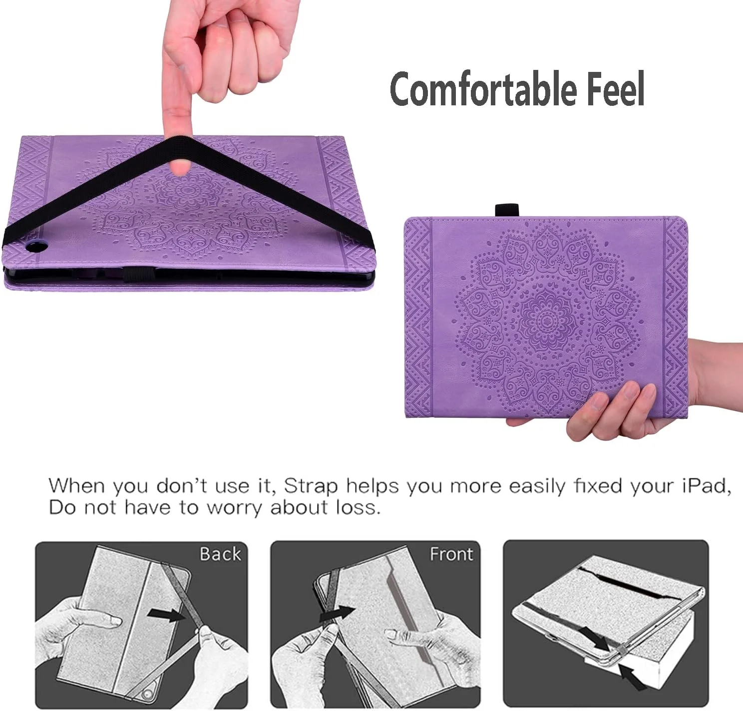 کیف تبلت Rosbtib برای سامسونگ گلکسی تب A9 8.7 اینچ 2023، کیف محافظ چرمی PU، استند چند منظوره با جای کارت، طرح برجسته ماندالا، سامسونگ گلکسی تب A9 - بنفش کیف تبلت Rosbtib برای سامسونگ گلکسی تب A9 8.7 اینچ 2023، کیف محافظ چرمی PU، استند چند منظوره با جای کارت، طرح برجسته ماندالا، سامسونگ گلکسی تب A9 - بنفش