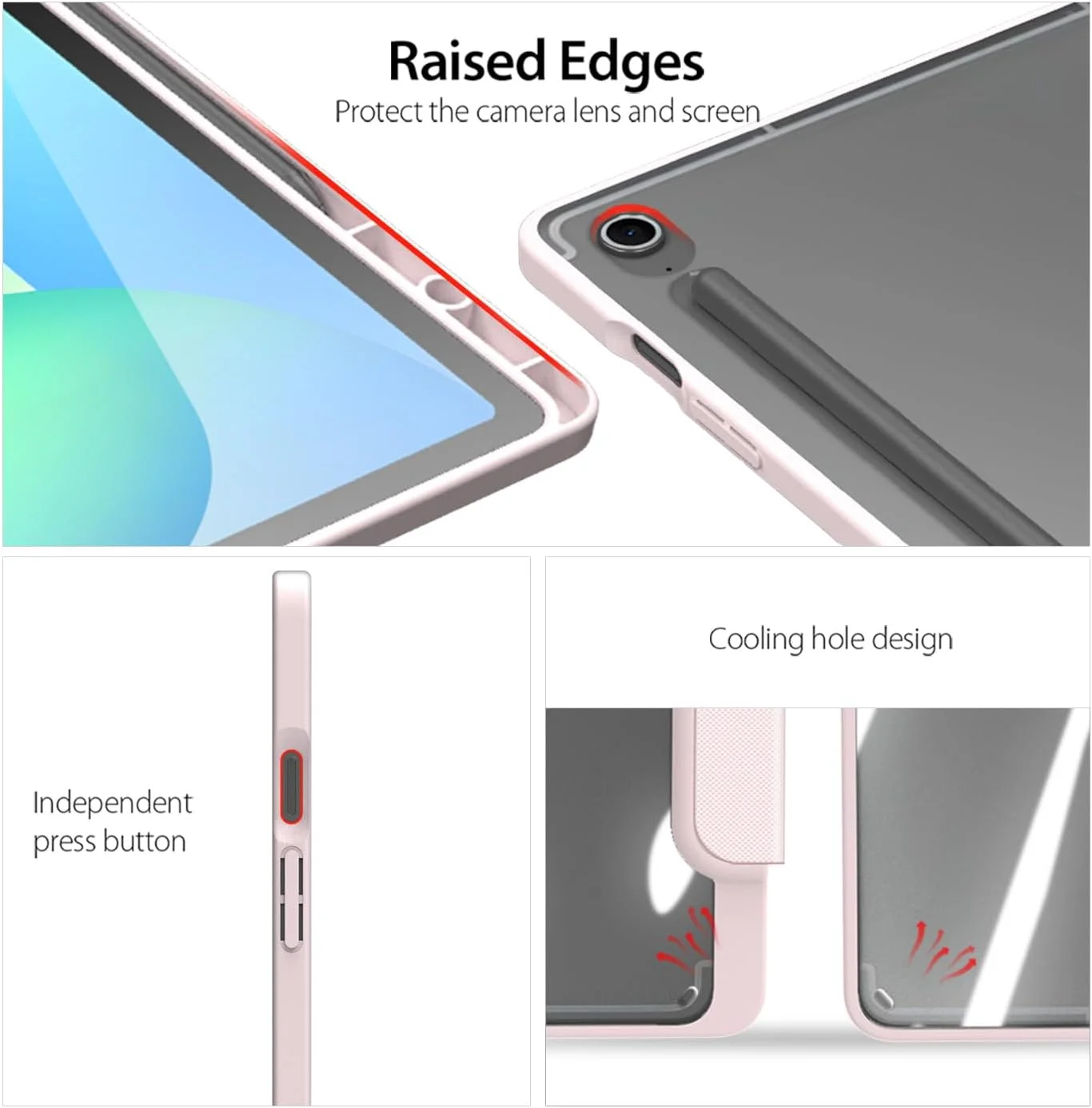 کیف تبلت Gruattreay برای تبلت سامسونگ گلکسی تب S10 FE Plus 13.1 اینچ 2025 مدل SM-X620/X626B، کیف چرمی سه تایی PU با قابلیت بیدار/خواب خودکار، قاب پشتی شفاف با جای مدادی داخلی (آبی)