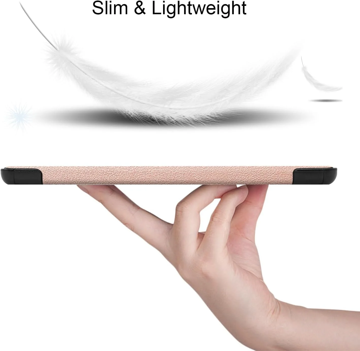 کاور تبلت گرواتری سازگار با تبلت سامسونگ گلکسی تب S10 پلاس/S10+ 12.4 اینچ (2024)، کاور هوشمند تبلت سه تایی، زوایای دید چندگانه، خواب/بیدار شدن خودکار، با نگهدارنده مغناطیسی قلم (طلایی رز)