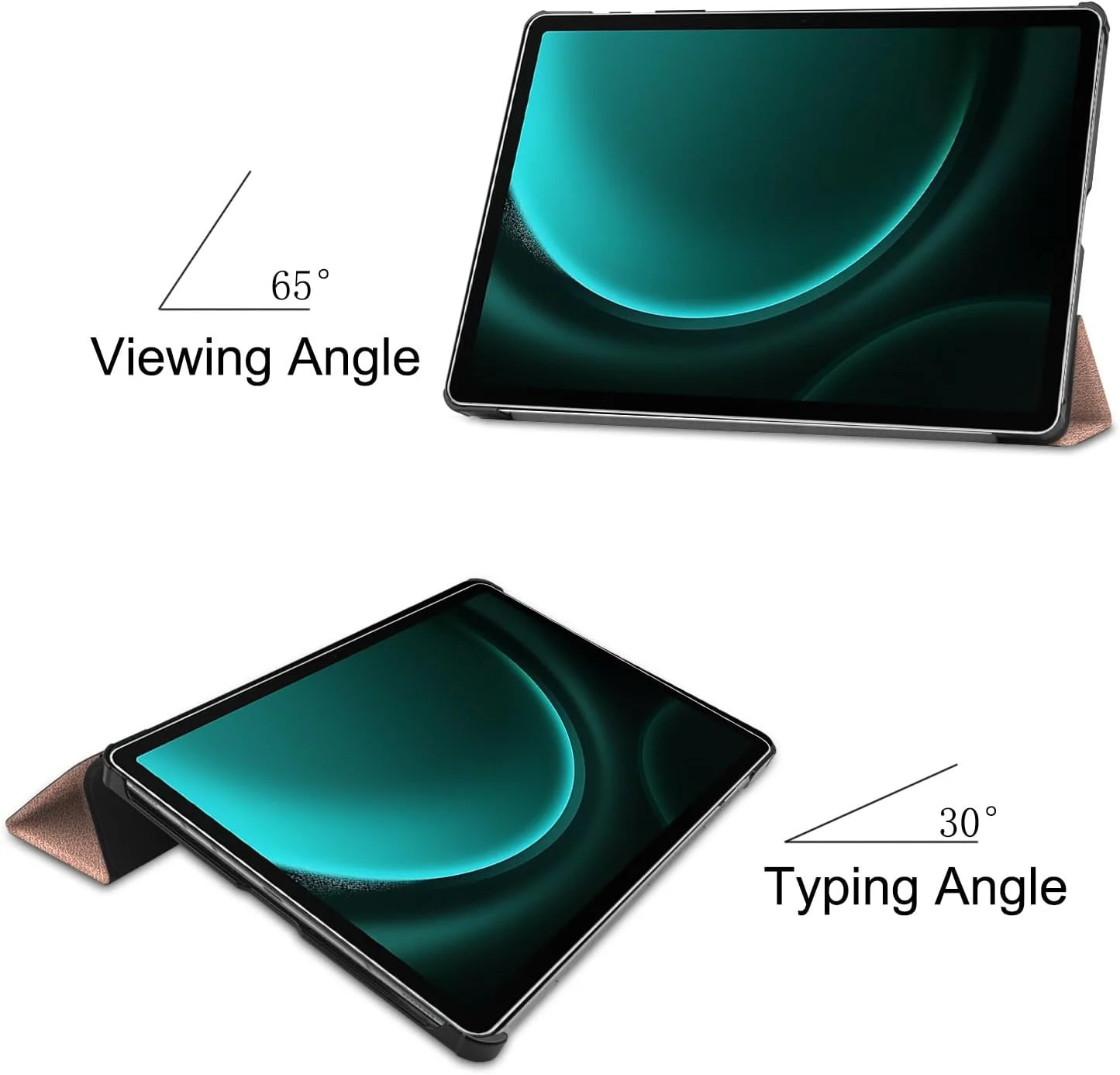کاور تبلت گرواتری سازگار با تبلت سامسونگ گلکسی تب S10 پلاس/S10+ 12.4 اینچ (2024)، کاور هوشمند تبلت سه تایی، زوایای دید چندگانه، خواب/بیدار شدن خودکار، با نگهدارنده مغناطیسی قلم (طلایی رز)