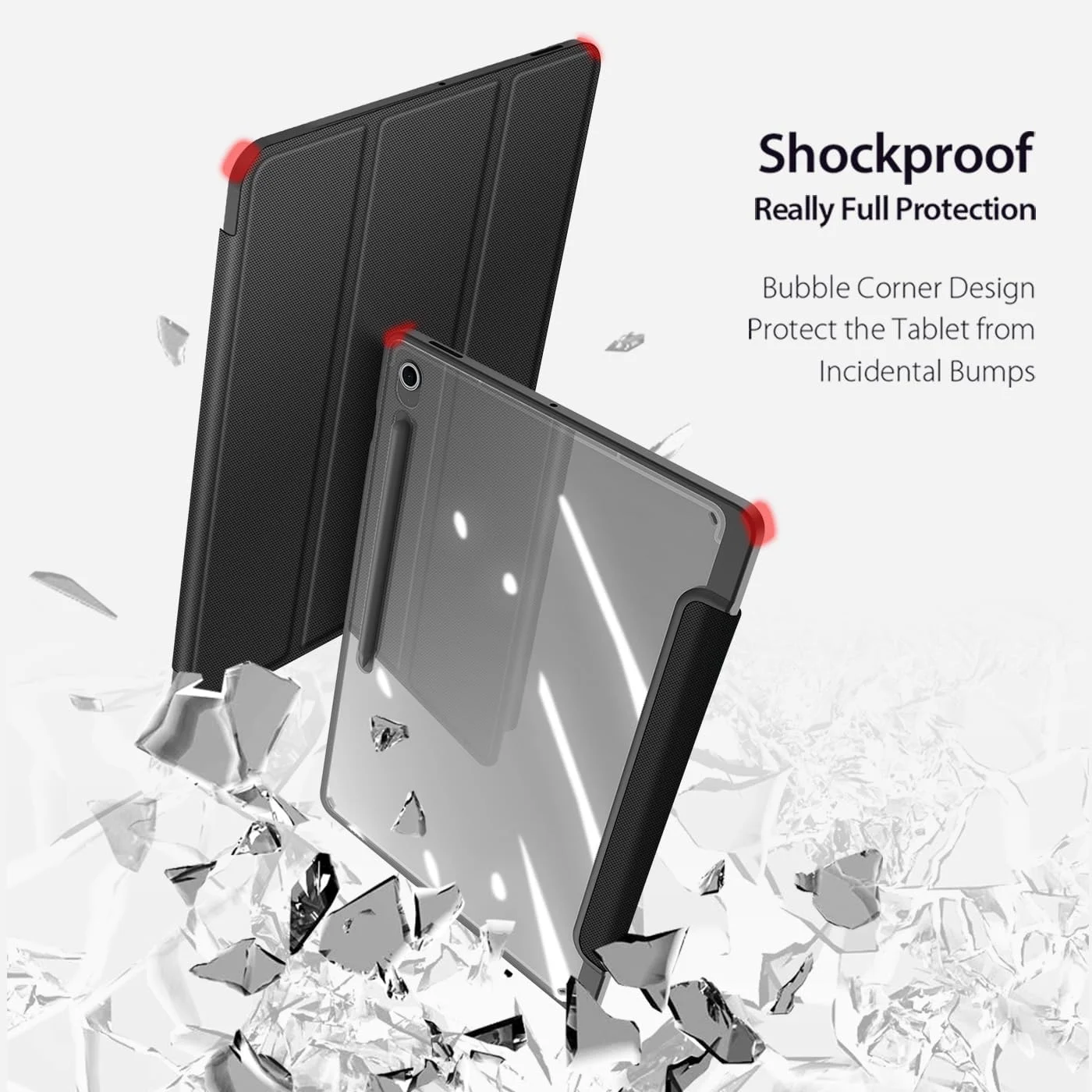 کیف تبلت Gruattreay برای تبلت سامسونگ گلکسی تب S10 FE Plus 13.1 اینچ 2025 مدل SM-X620/X626B، کیف چرمی سه تایی PU با قابلیت بیدار/خواب خودکار، قاب پشتی شفاف با جای مدادی داخلی (آبی)