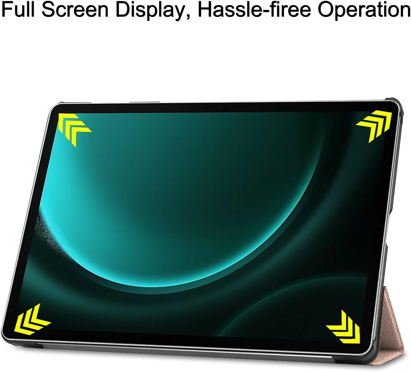 کاور تبلت گرواتری سازگار با تبلت سامسونگ گلکسی تب S10 پلاس/S10+ 12.4 اینچ (2024)، کاور هوشمند تبلت سه تایی، زوایای دید چندگانه، خواب/بیدار شدن خودکار، با نگهدارنده مغناطیسی قلم (طلایی رز)