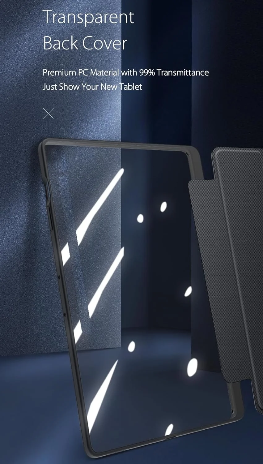 کیف تبلت Gruattreay برای تبلت سامسونگ گلکسی تب S10 FE Plus 13.1 اینچ 2025 مدل SM-X620/X626B، کیف چرمی سه تایی PU با قابلیت بیدار/خواب خودکار، قاب پشتی شفاف با جای مدادی داخلی (آبی)
