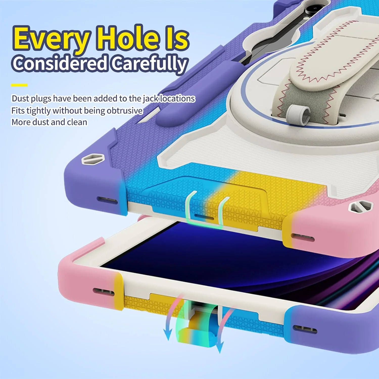 کیف تبلت nincyee برای Samsung Galaxy Tab S8/S7 11 اینچ، کیف سیلیکونی رنگین کمانی مقاوم در برابر ضربه برای کودکان با نگهدارنده مداد، بند شانه، پایه تاشو چرخشی، بند دستی کیف تبلت nincyee برای Samsung Galaxy Tab S8/S7 11 اینچ، کیف سیلیکونی رنگین کمانی مقاوم در برابر ضربه برای کودکان با نگهدارنده مداد، بند شانه، پایه تاشو چرخشی، بند دستی