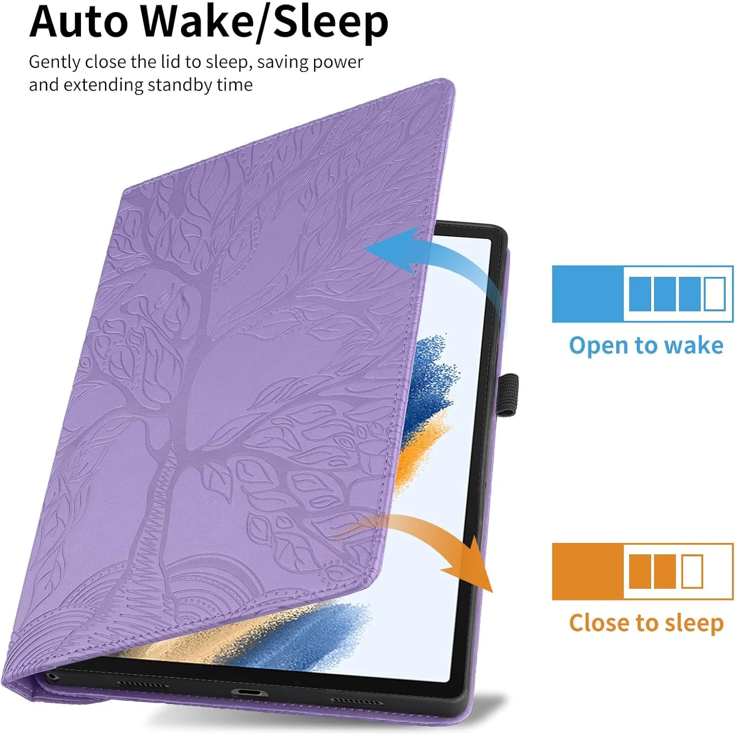 کیف تبلت چرخان 360 درجه SLLMYYX سازگار با Samsung Galaxy Tab S9 FE 10.9 اینچ (SM-X510/SM-X516) نسخه 2023، کاور استند باریک طرح درخت زندگی (بنفش)