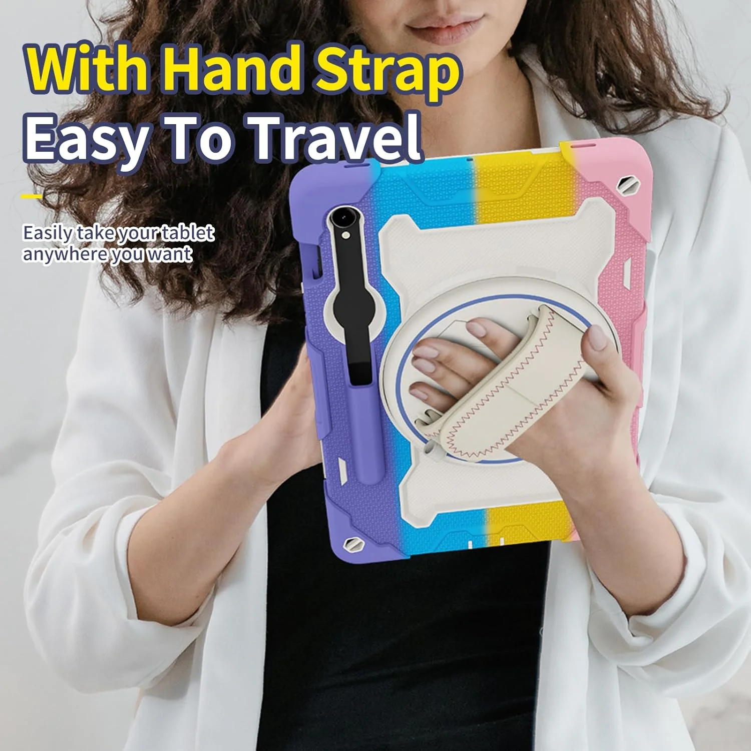 کیف تبلت nincyee برای Samsung Galaxy Tab S8/S7 11 اینچ، کیف سیلیکونی رنگین کمانی مقاوم در برابر ضربه برای کودکان با نگهدارنده مداد، بند شانه، پایه تاشو چرخشی، بند دستی کیف تبلت nincyee برای Samsung Galaxy Tab S8/S7 11 اینچ، کیف سیلیکونی رنگین کمانی مقاوم در برابر ضربه برای کودکان با نگهدارنده مداد، بند شانه، پایه تاشو چرخشی، بند دستی